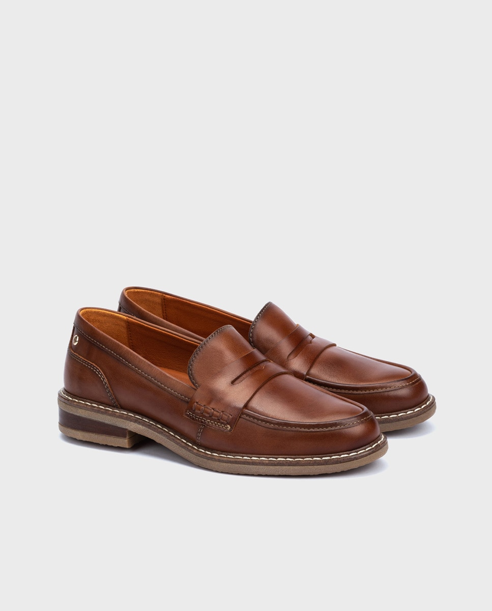 Mocasines de mujer de piel con plantilla extraíble - Pikolinos - Marrón Marrón-3