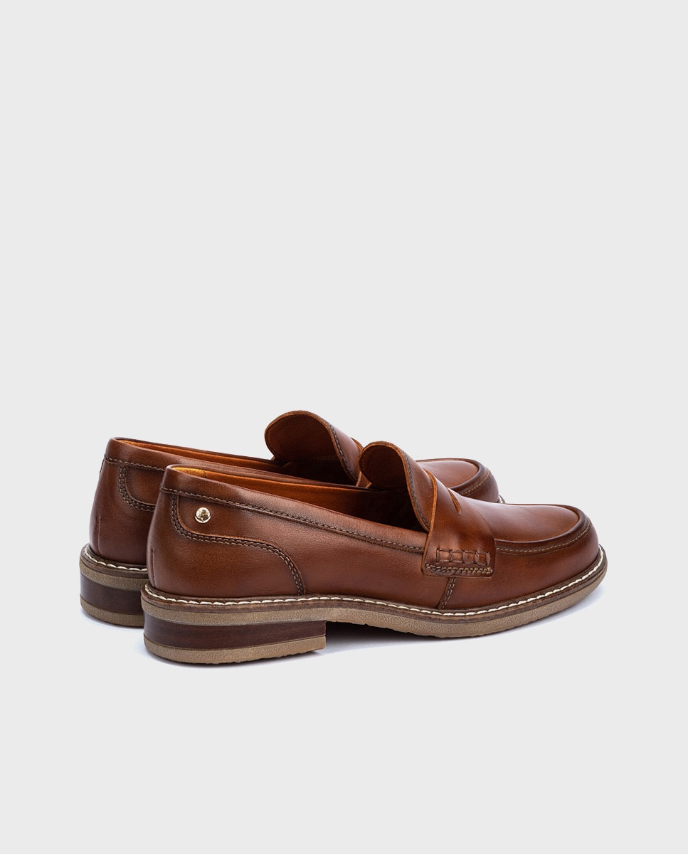 Mocasines de mujer de piel con plantilla extraíble - Pikolinos - Marrón Marrón-2
