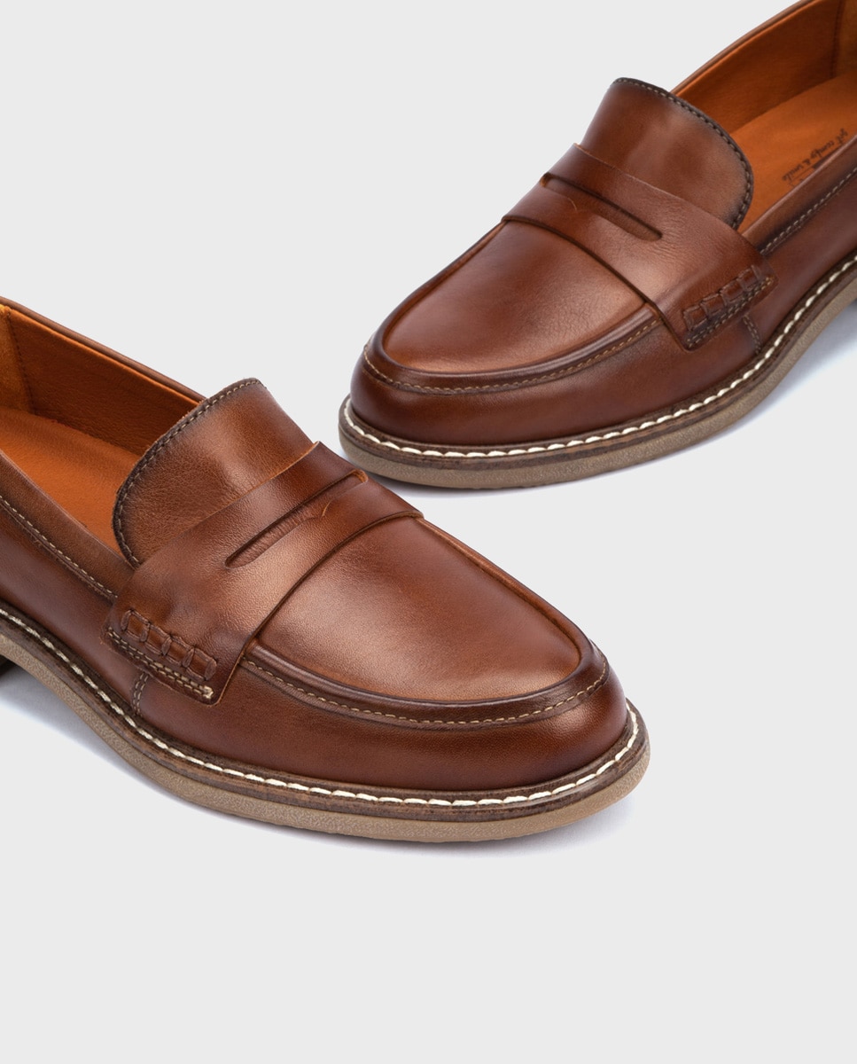 Mocasines de mujer de piel con plantilla extraíble - Pikolinos - Marrón Marrón-4