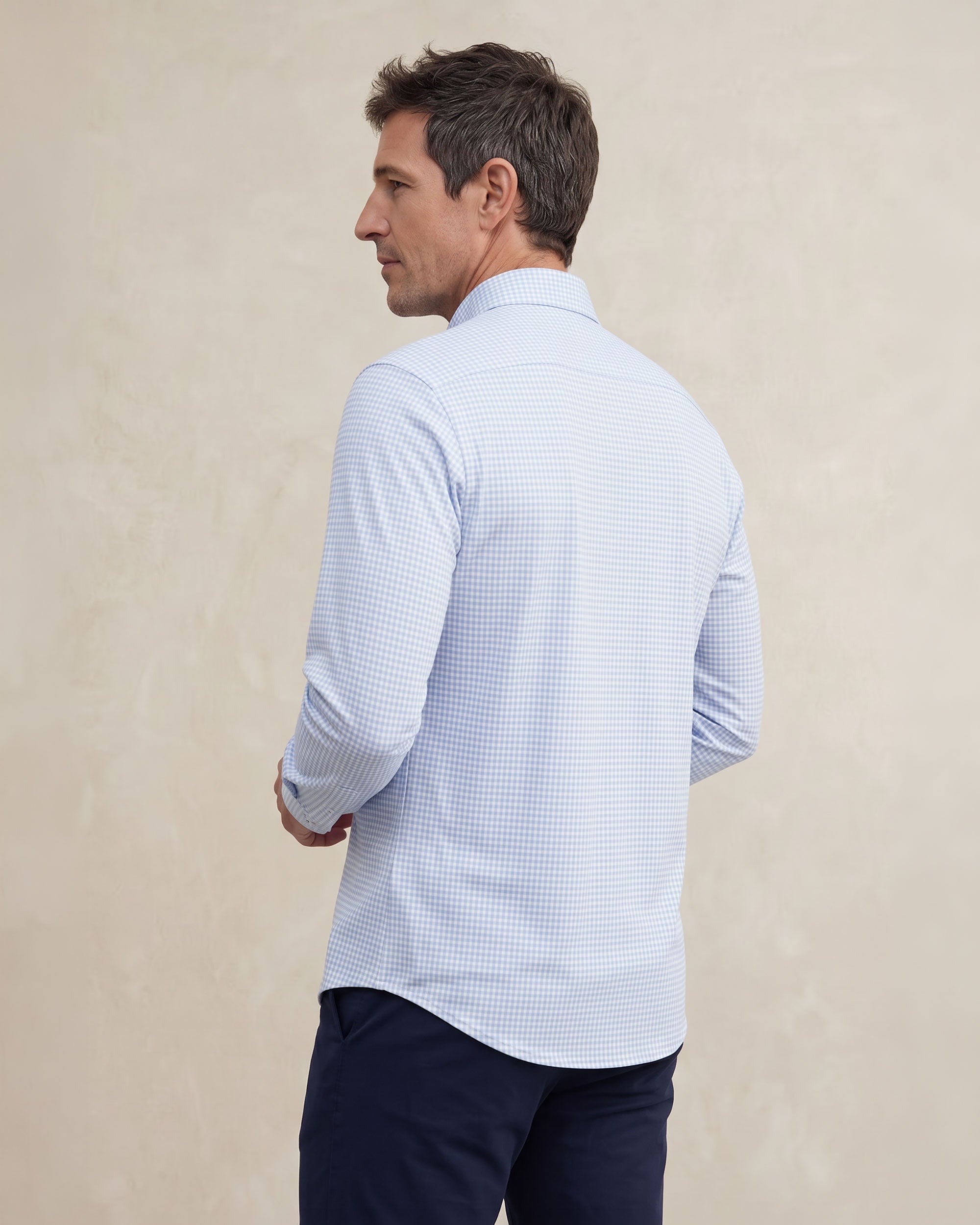 Camisa non iron de hombre corte regular vichy - Sepiia - Azul celeste Azul celeste-2