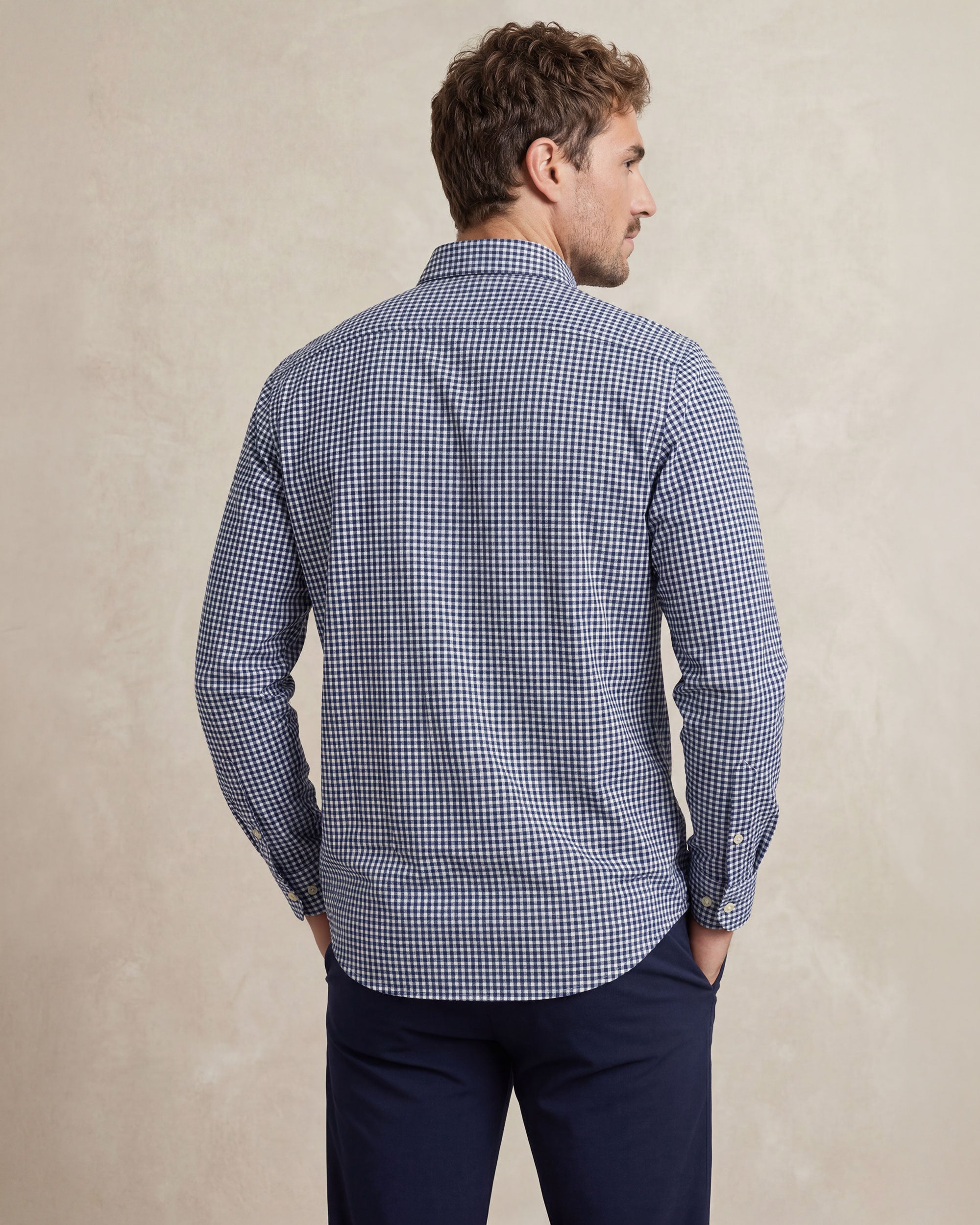 Camisa non iron de hombre corte regular vichy marino - Sepiia - Azul Azul-2