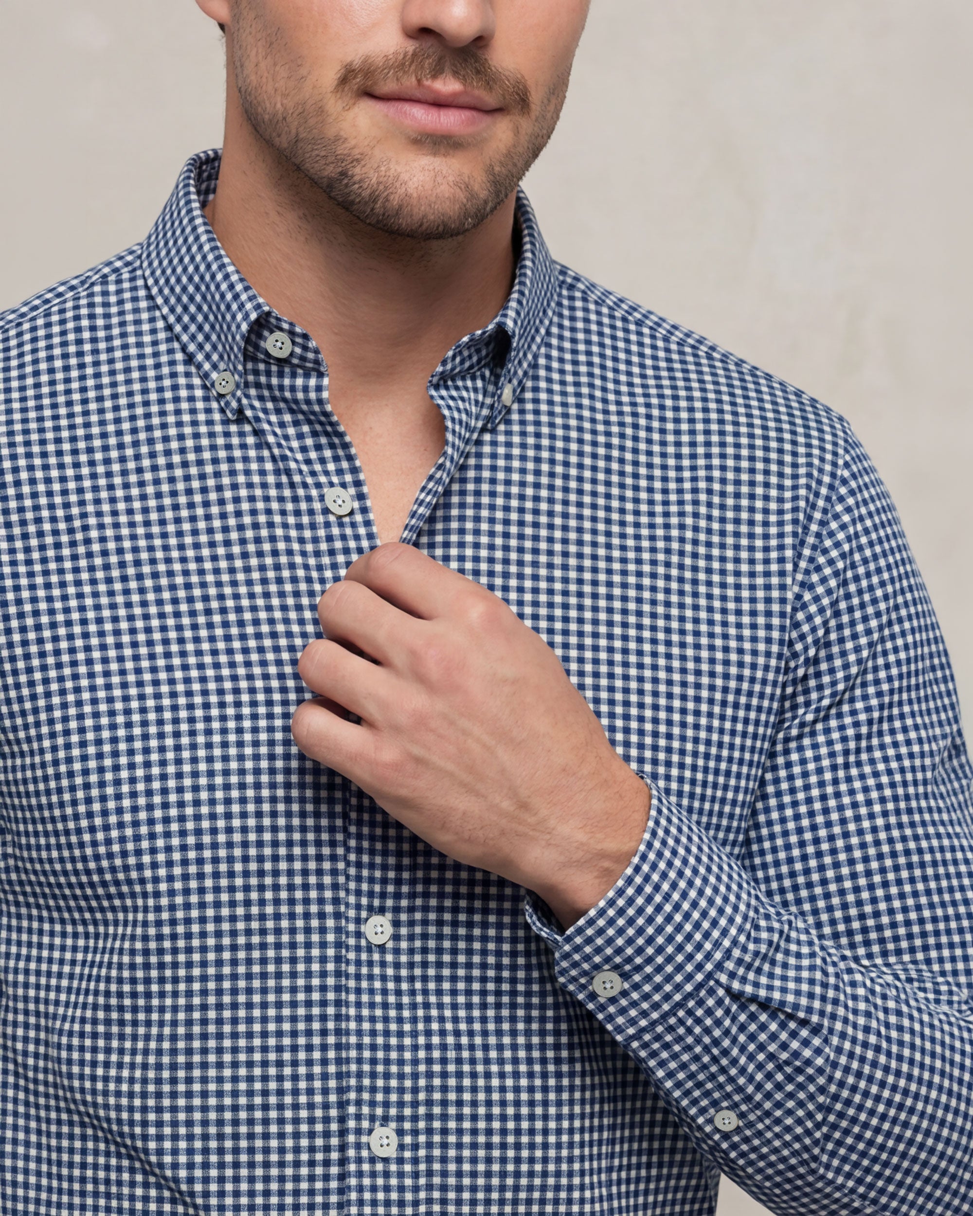Camisa non iron de hombre corte regular vichy marino - Sepiia - Azul Azul-3