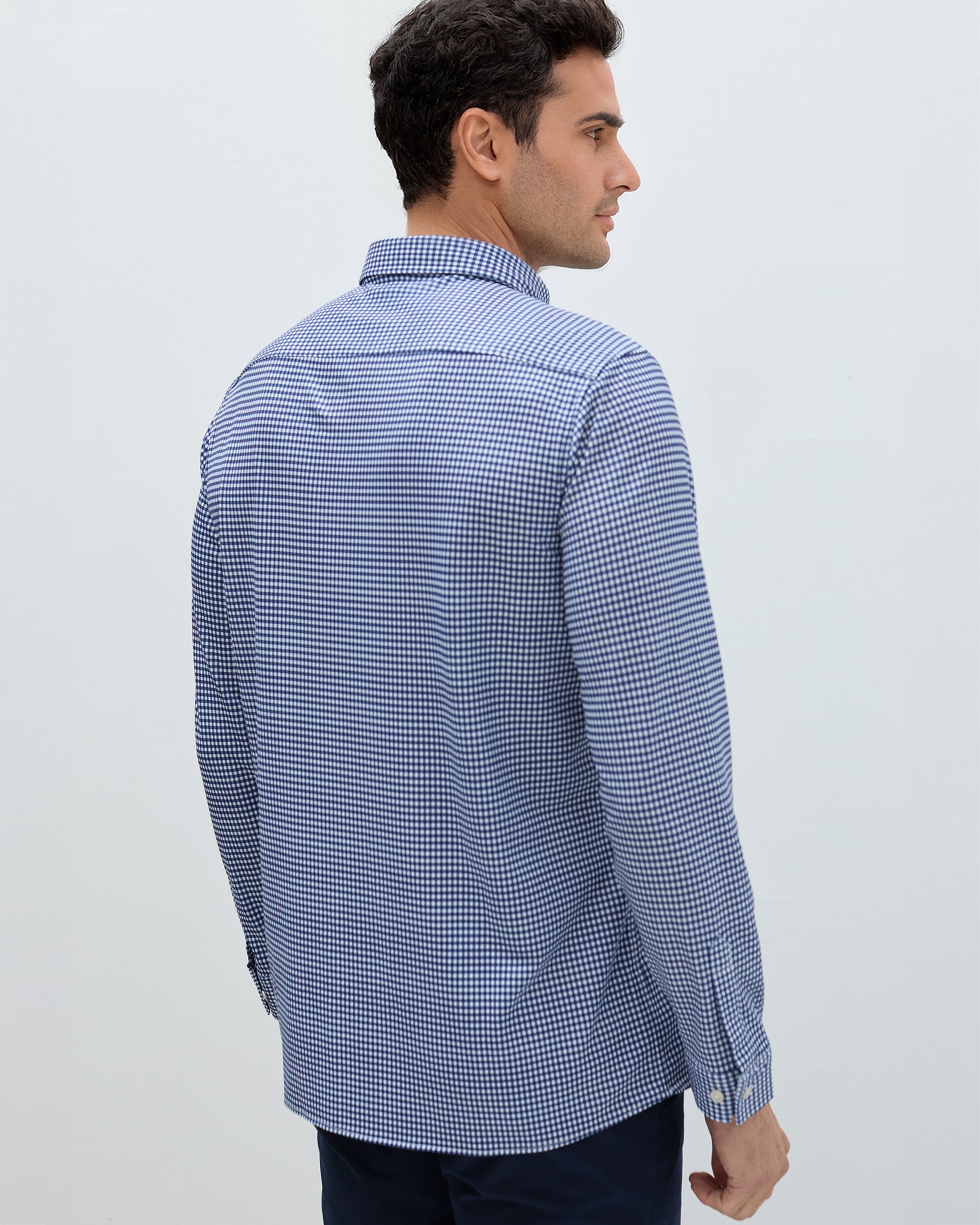 Camisa non iron de hombre corte regular vichy marino - Sepiia - Azul / Blanco Azul / Blanco-3