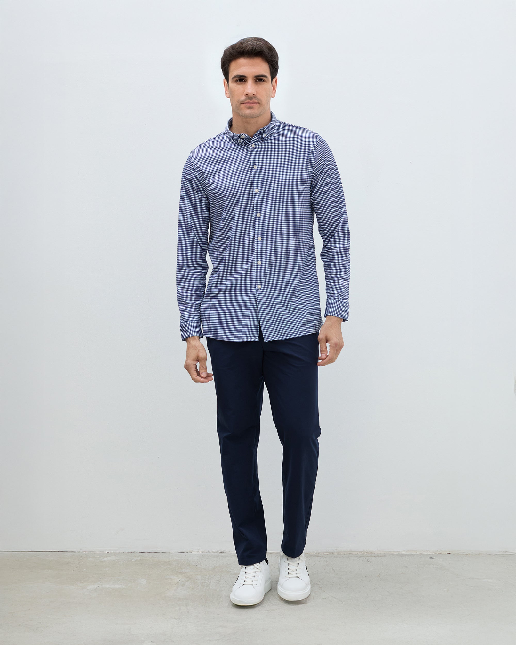 Camisa non iron de hombre corte regular vichy marino - Sepiia - Azul / Blanco Azul / Blanco-4