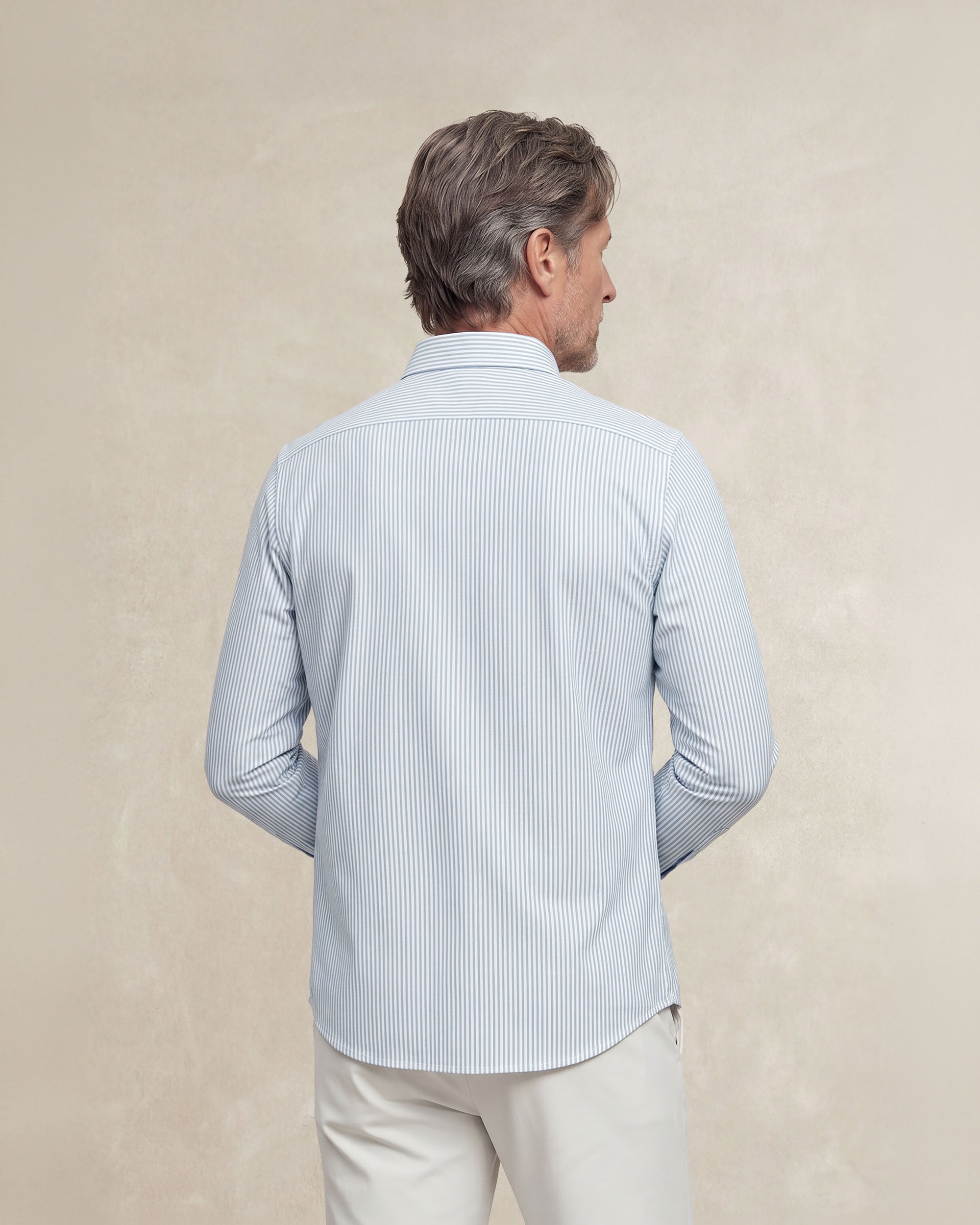 Camisa non iron de hombre corte regular rayas - Sepiia - Azul Azul-2