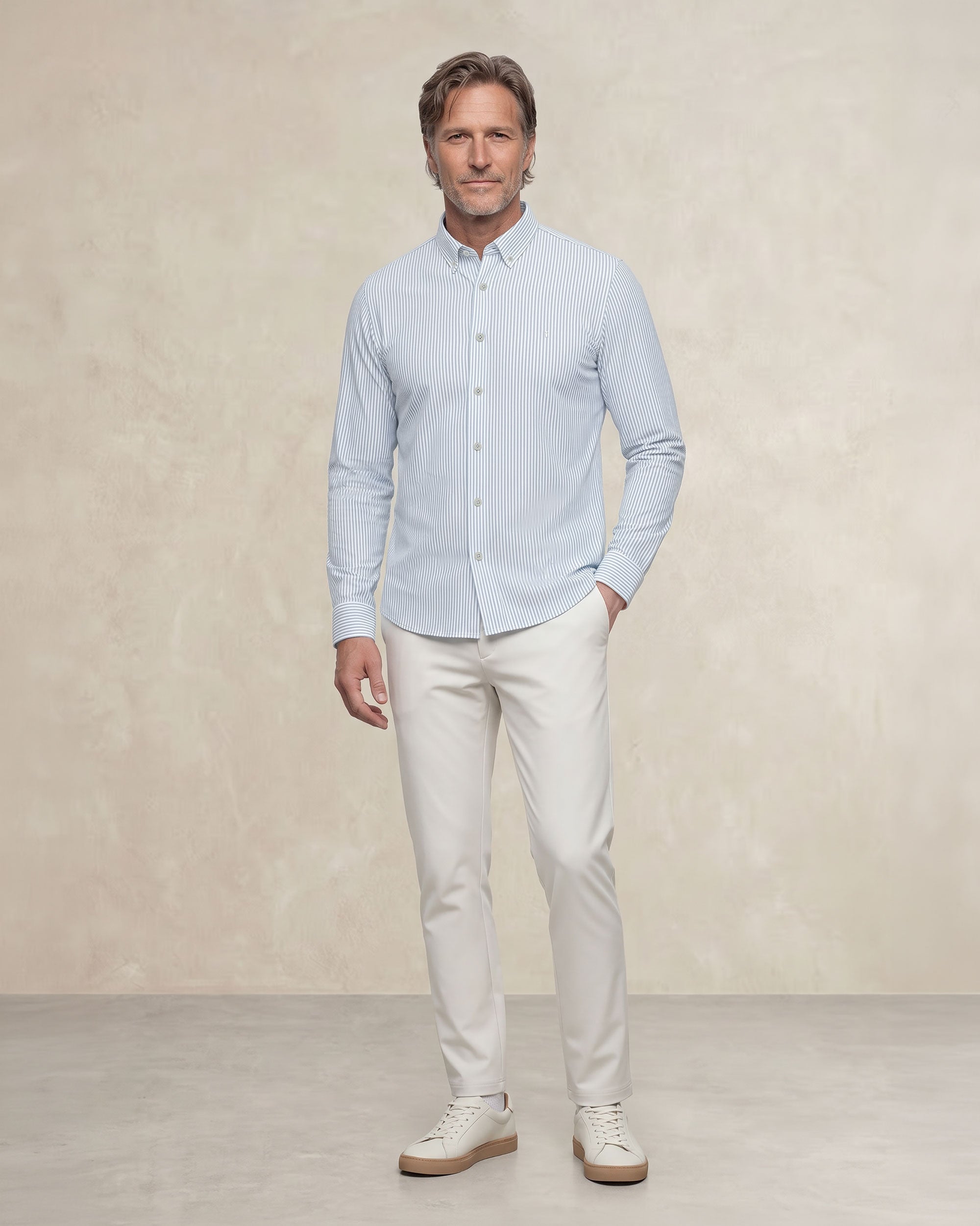 Camisa non iron de hombre corte regular rayas - Sepiia - Azul Azul-4
