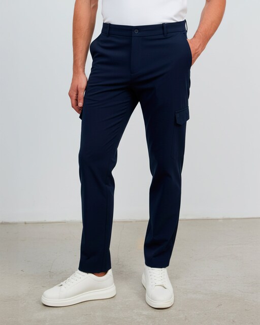 Imagen 0 de Pantalón cargo de hombre corte regular en azul marino