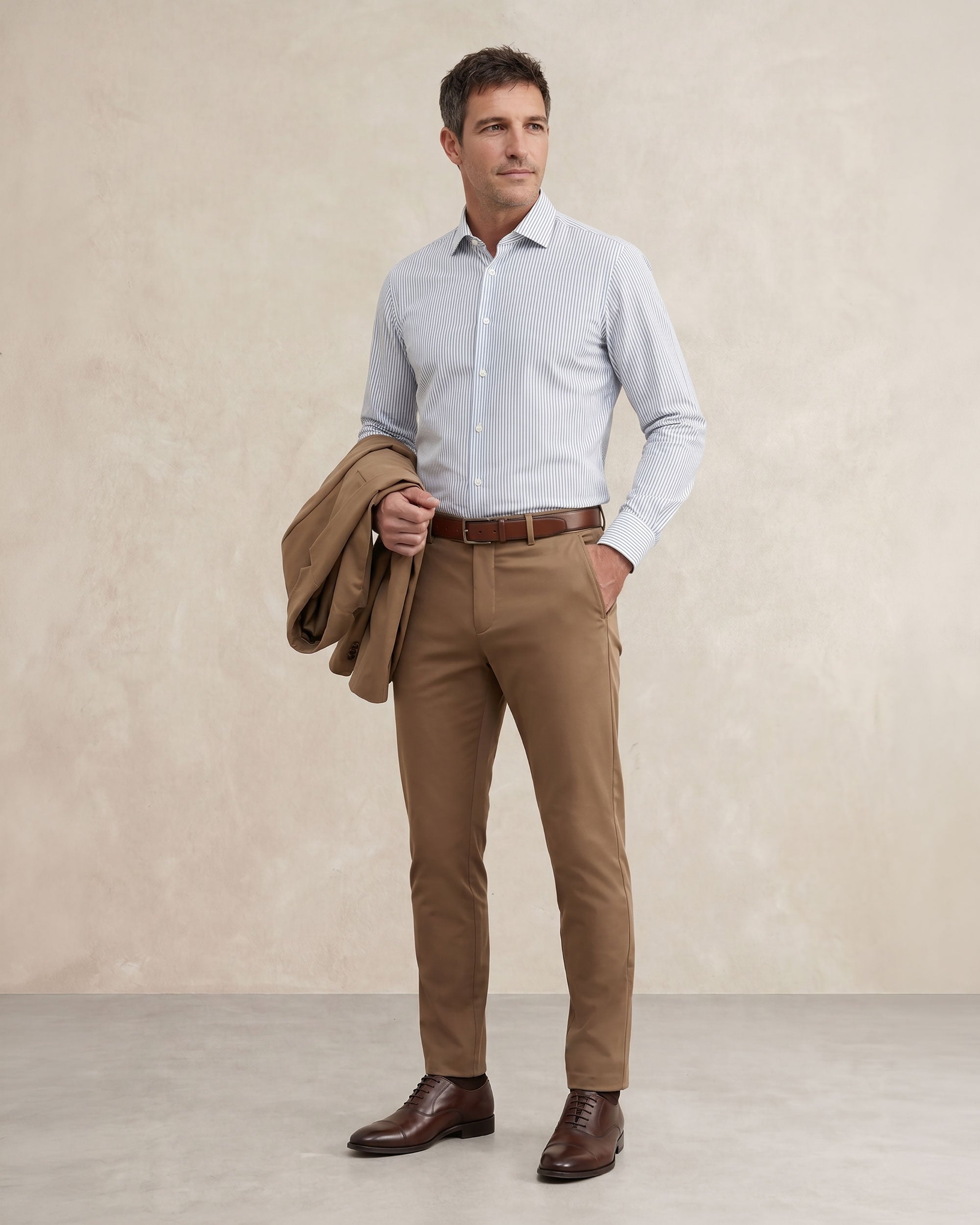 Pantalón de hombre corte tapered en marrón - Sepiia - Beige/Marrón Beige/Marrón-4