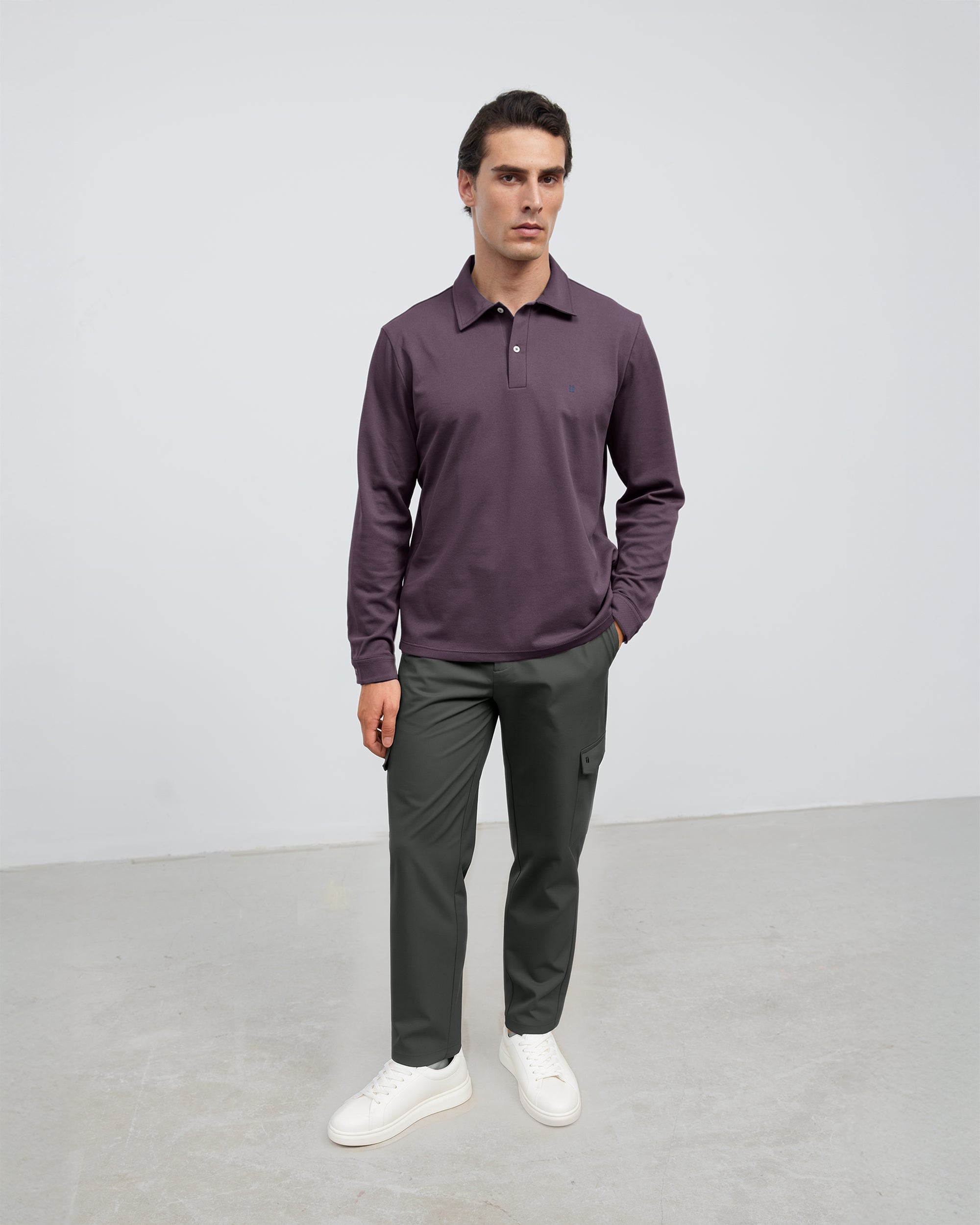 Sepiia - Polo anti-manchas de hombre de manga larga.