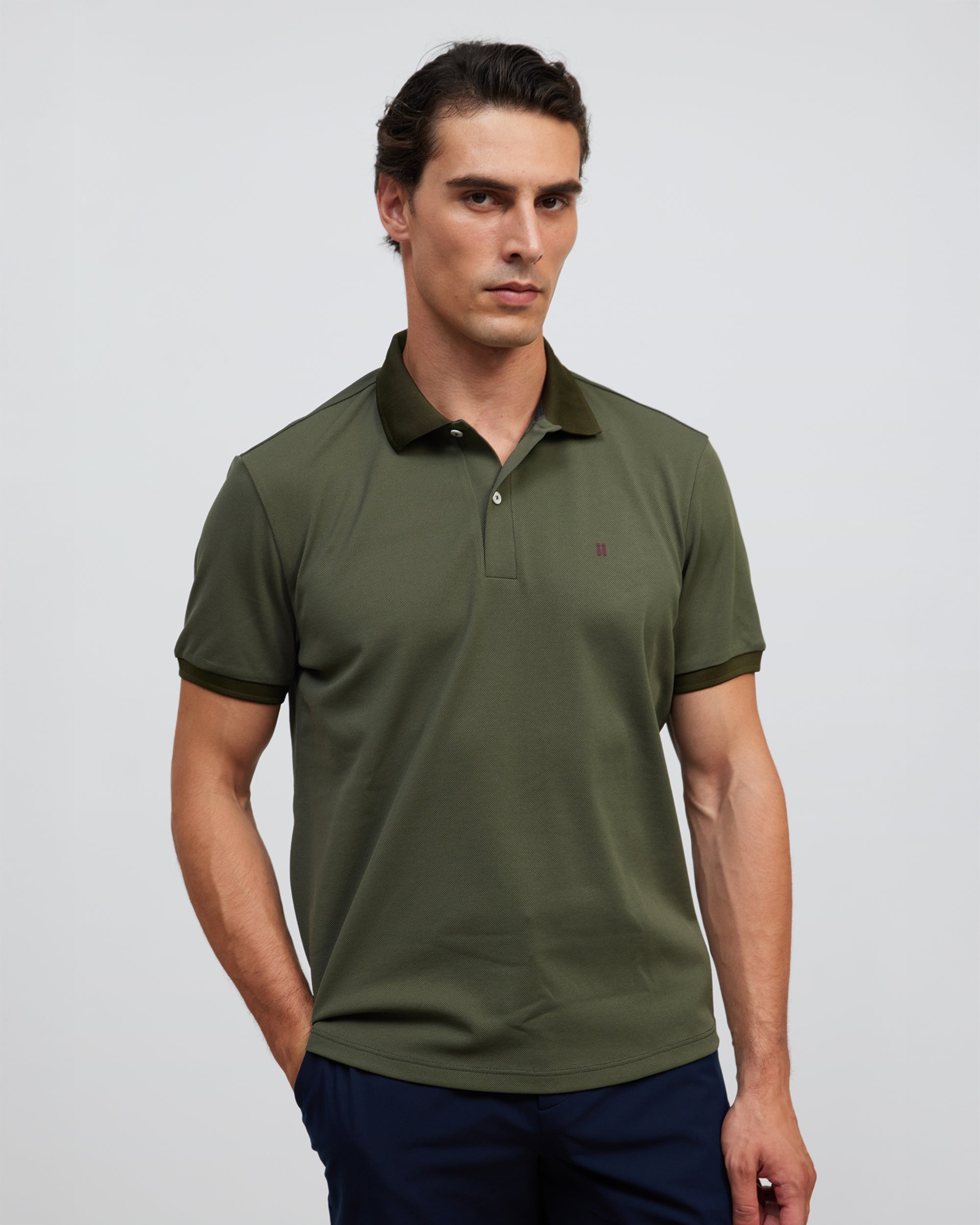 Sepiia - Polo non iron de hombre de manga corta rayas azules.