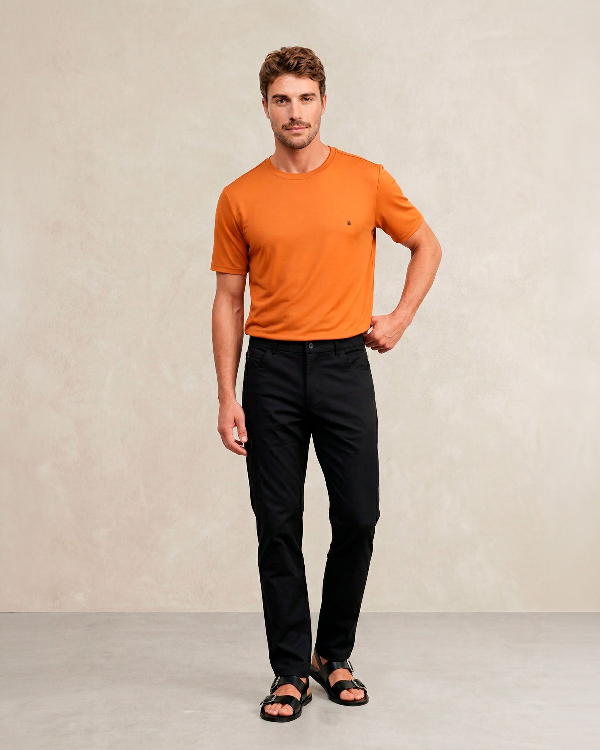 Imagen 0 de Camiseta de hombre soft de manga corta Marrón / Naranja
