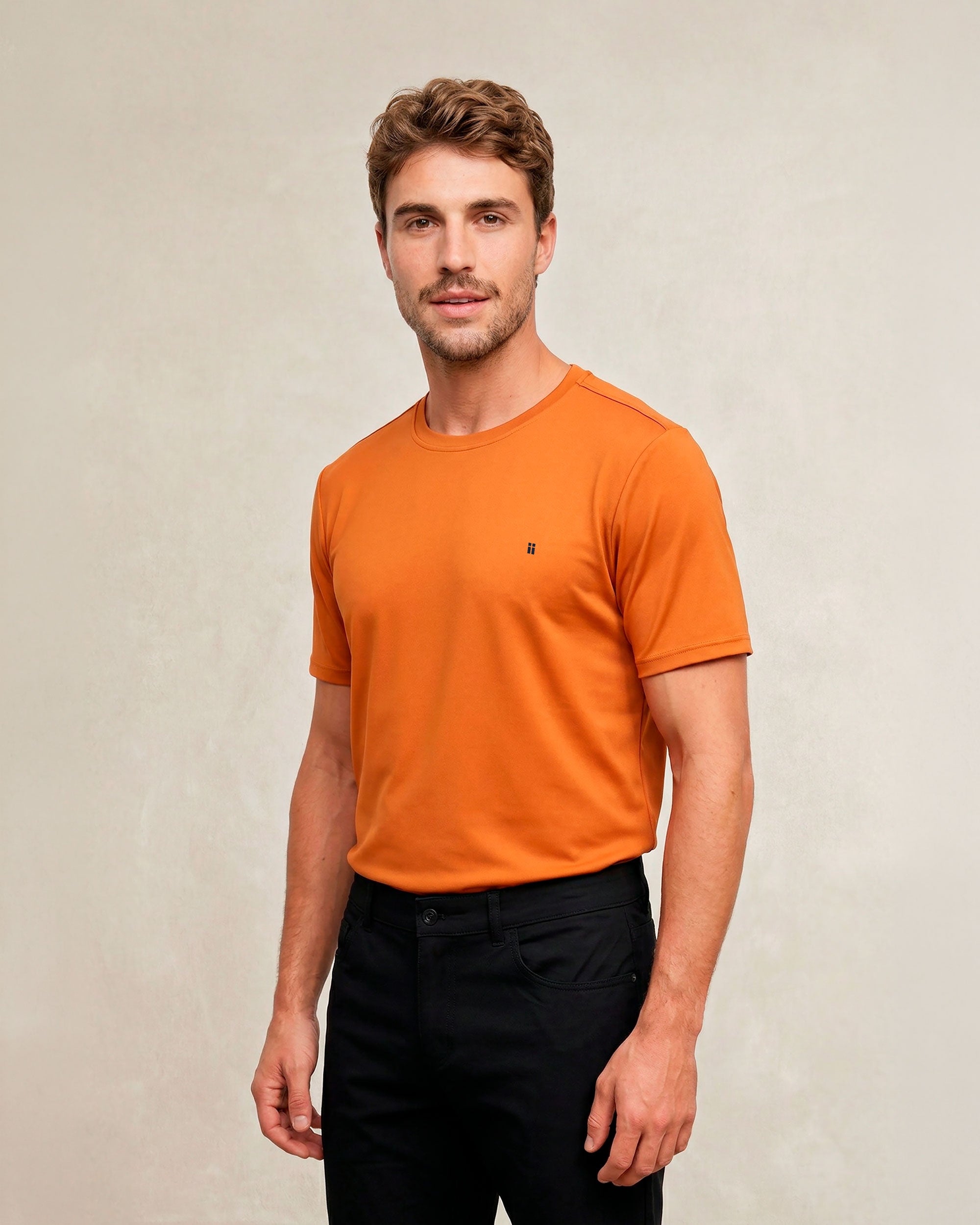 Camiseta de hombre soft de manga corta - Sepiia - Marrón / Naranja Marrón / Naranja-3