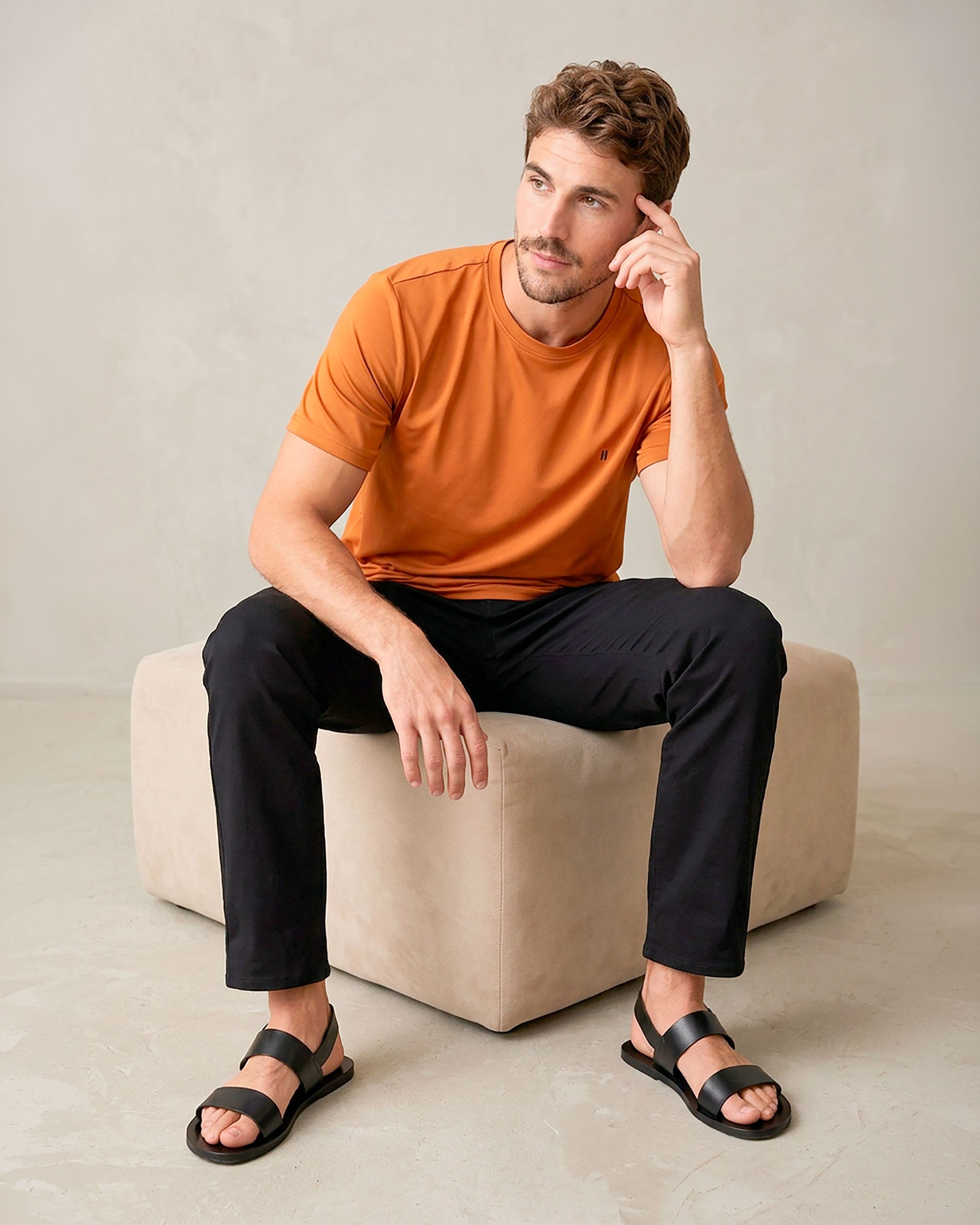 Camiseta de hombre soft de manga corta - Sepiia - Marrón / Naranja Marrón / Naranja-5