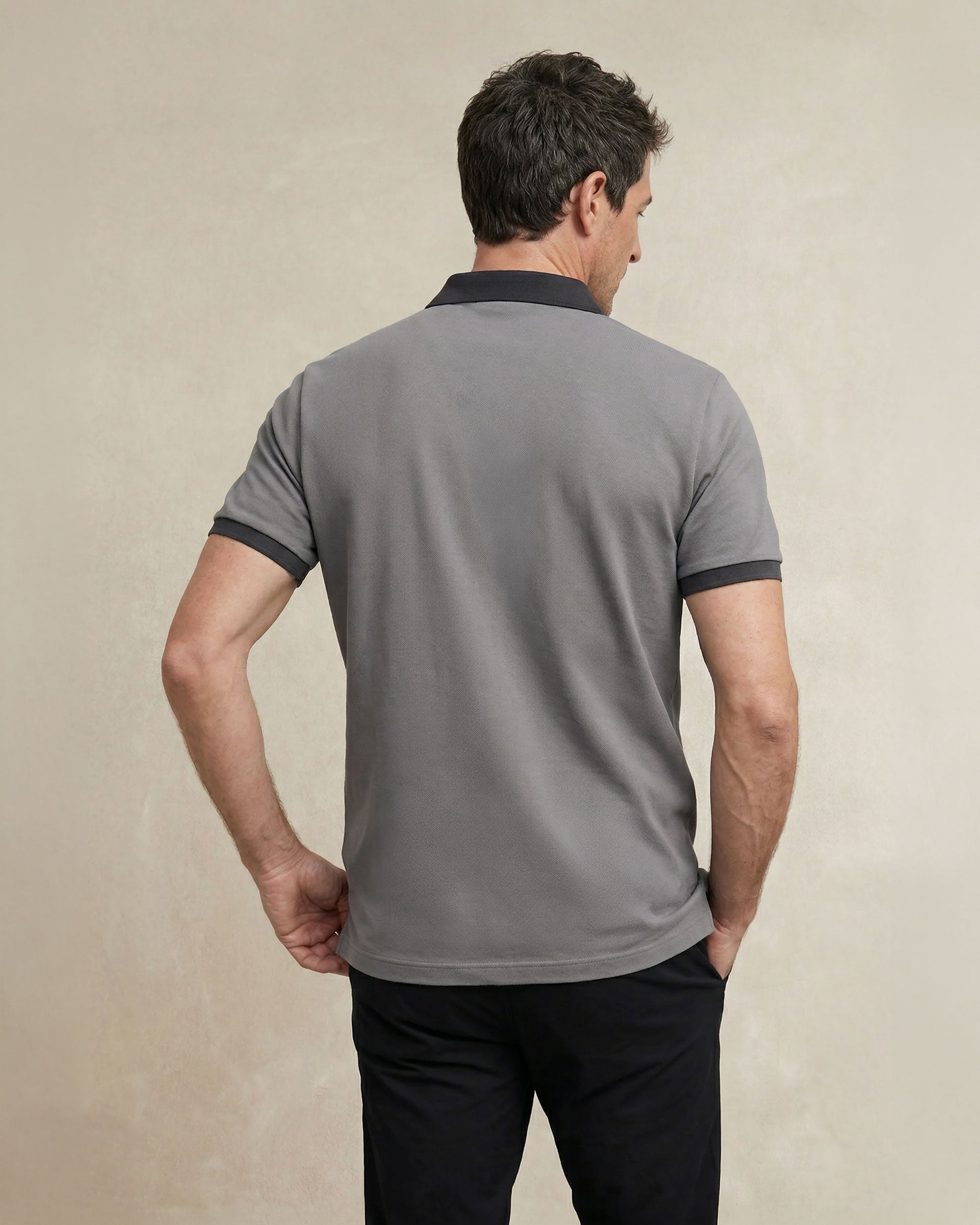 Polo antiarrugas de hombre de manga corta - Sepiia - Gris Gris-2