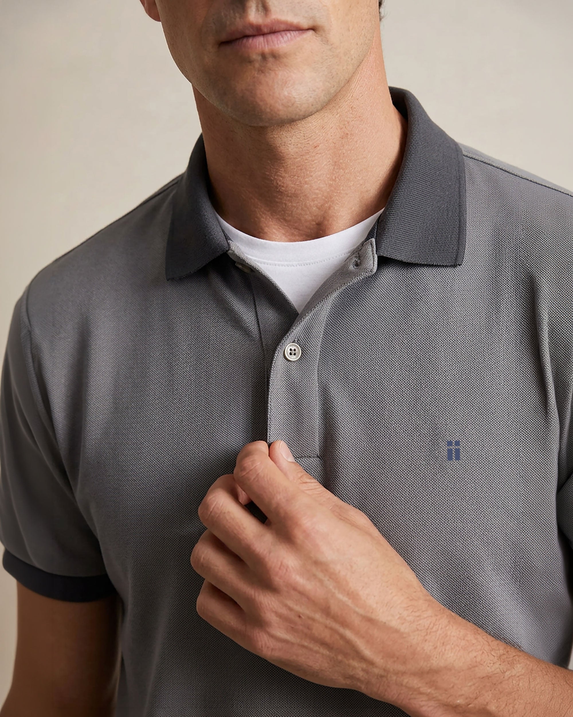 Polo antiarrugas de hombre de manga corta - Sepiia - Gris Gris-4