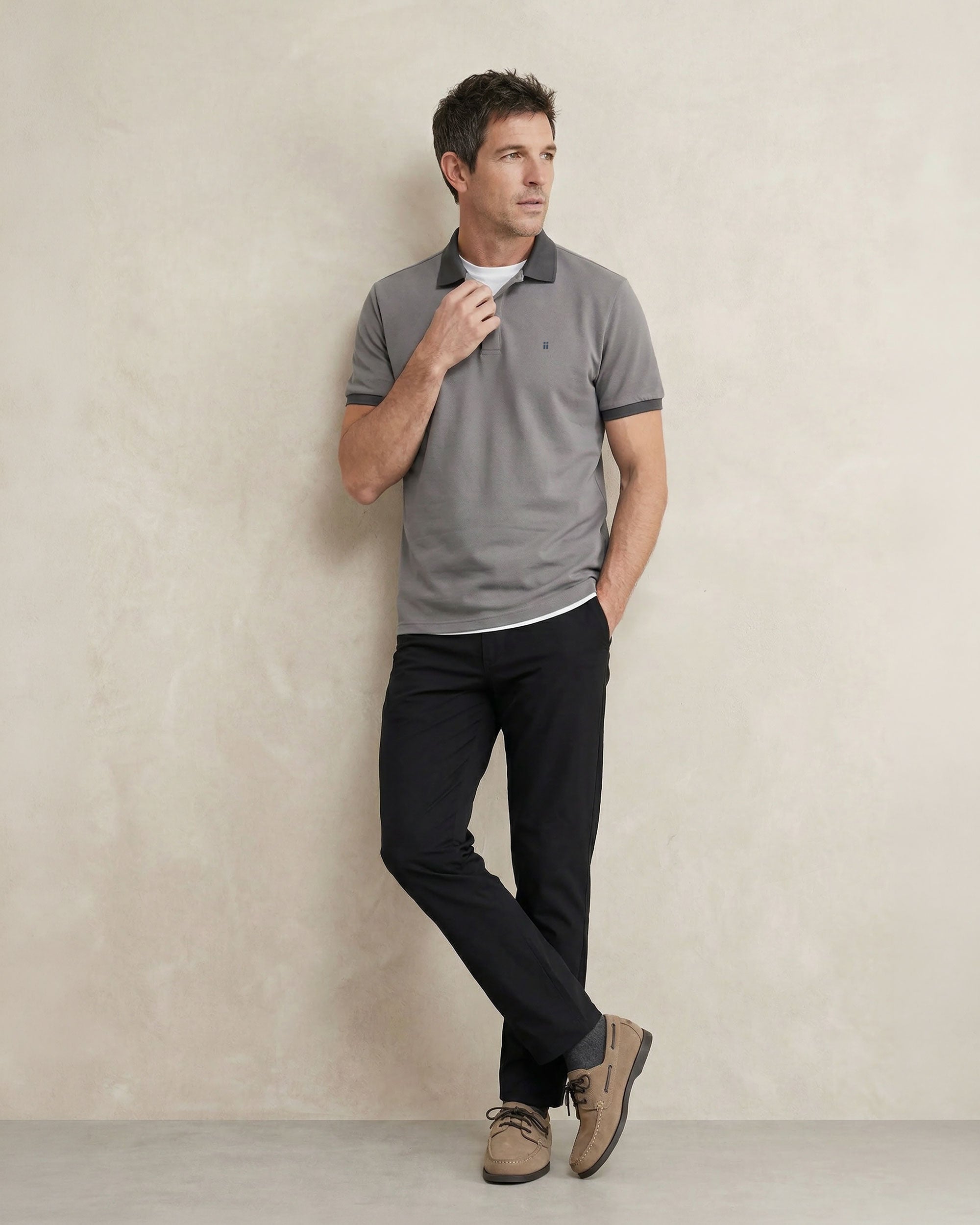 Polo antiarrugas de hombre de manga corta - Sepiia - Gris Gris-5