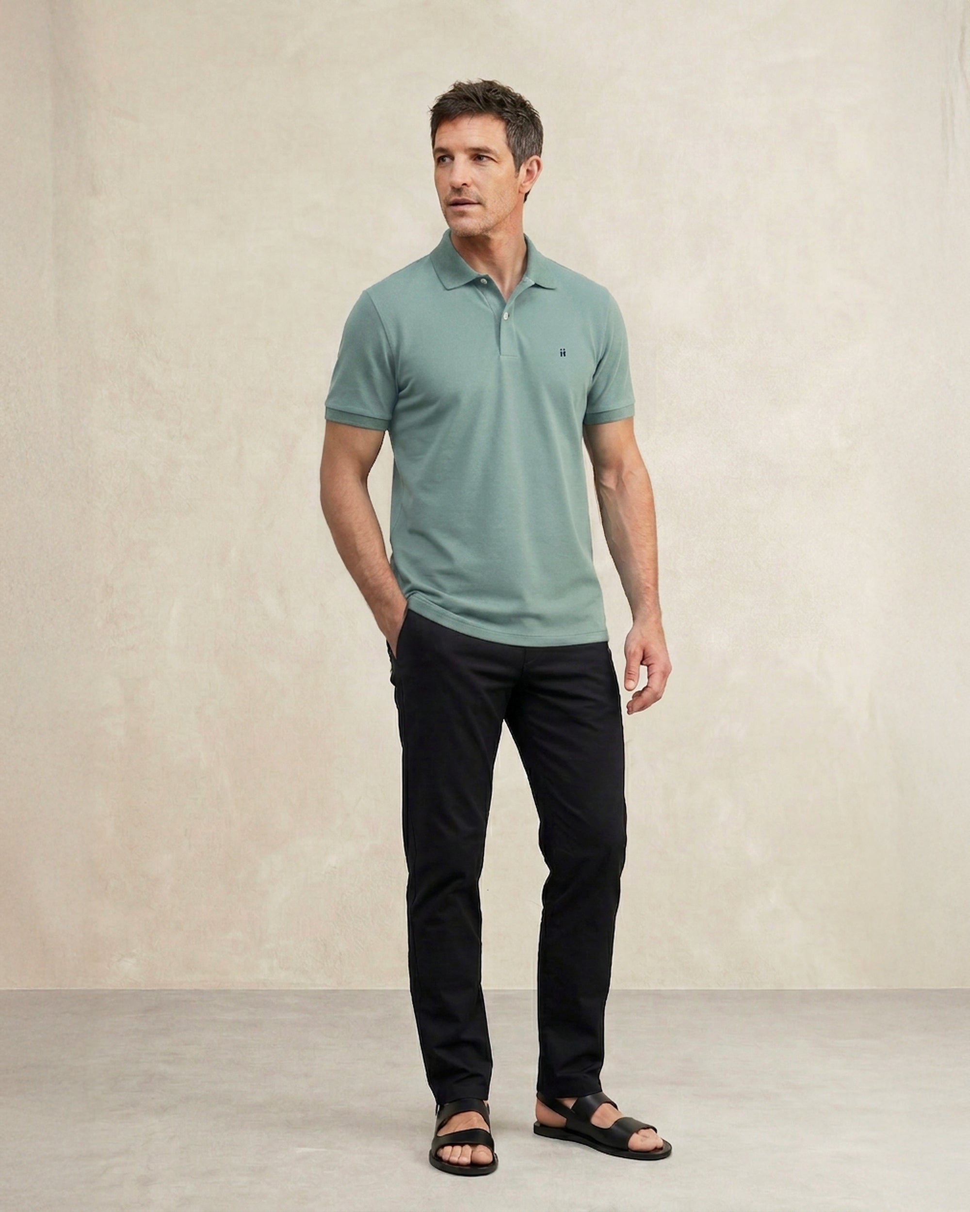 Polo non iron de hombre de manga corta - Sepiia - Verde Verde-3