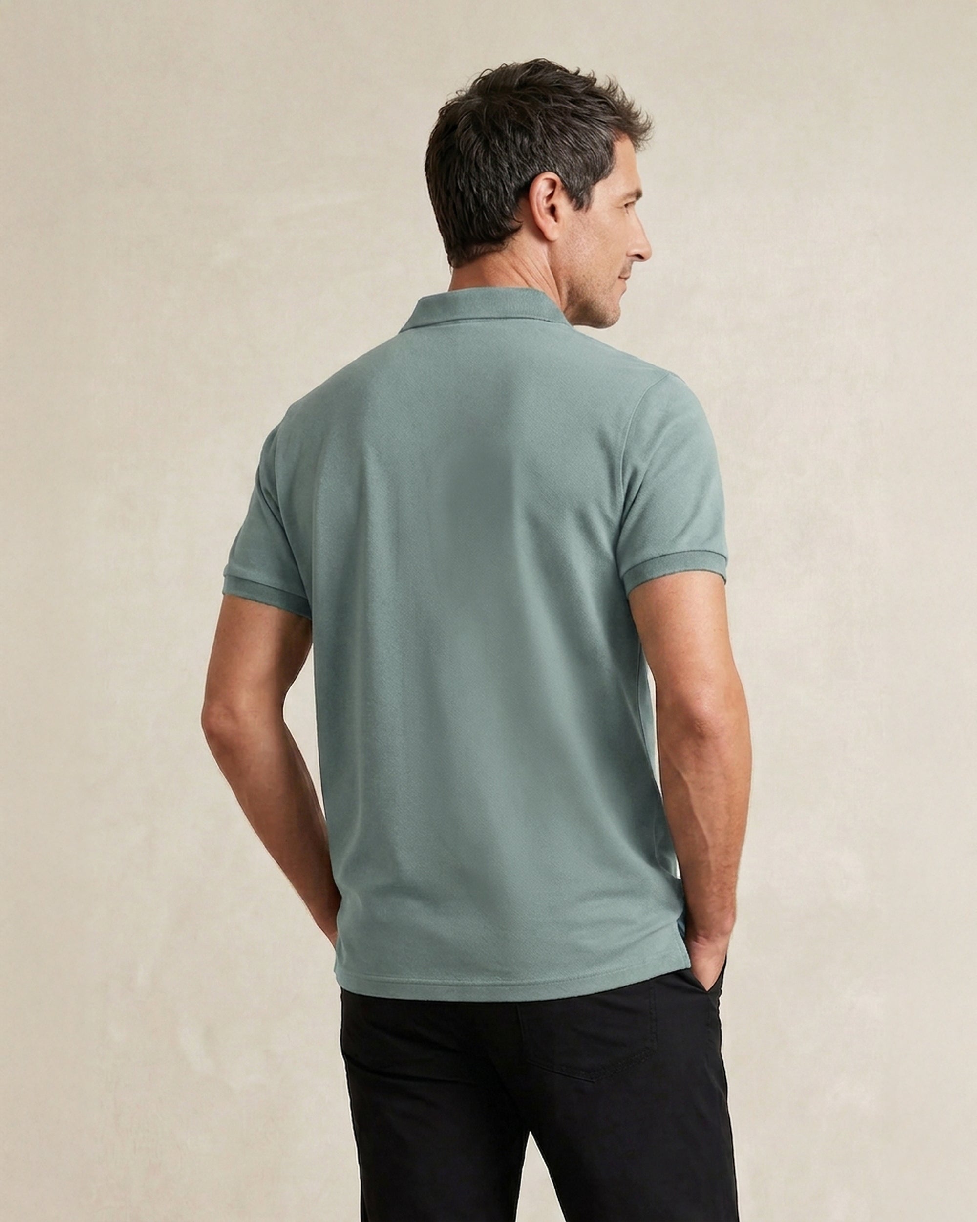 Polo non iron de hombre de manga corta - Sepiia - Verde Verde-4