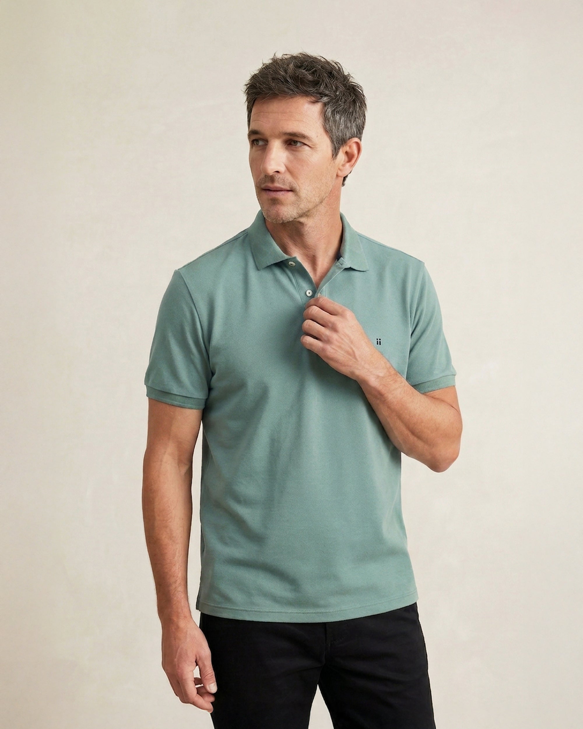 Polo non iron de hombre de manga corta - Sepiia - Verde Verde-5