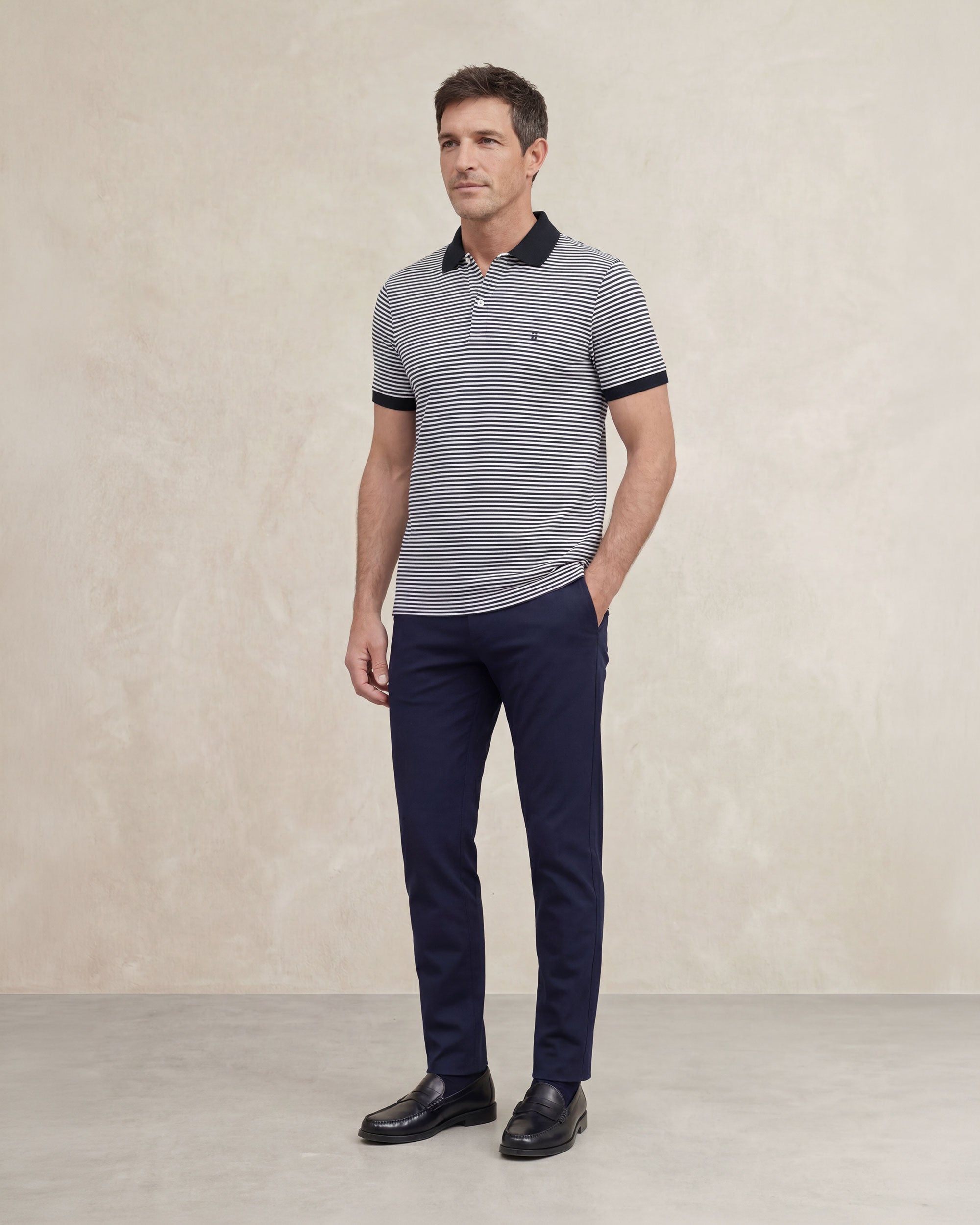 Polo antiarrugas de hombre de manga corta - Sepiia - Granate Azul marino-3