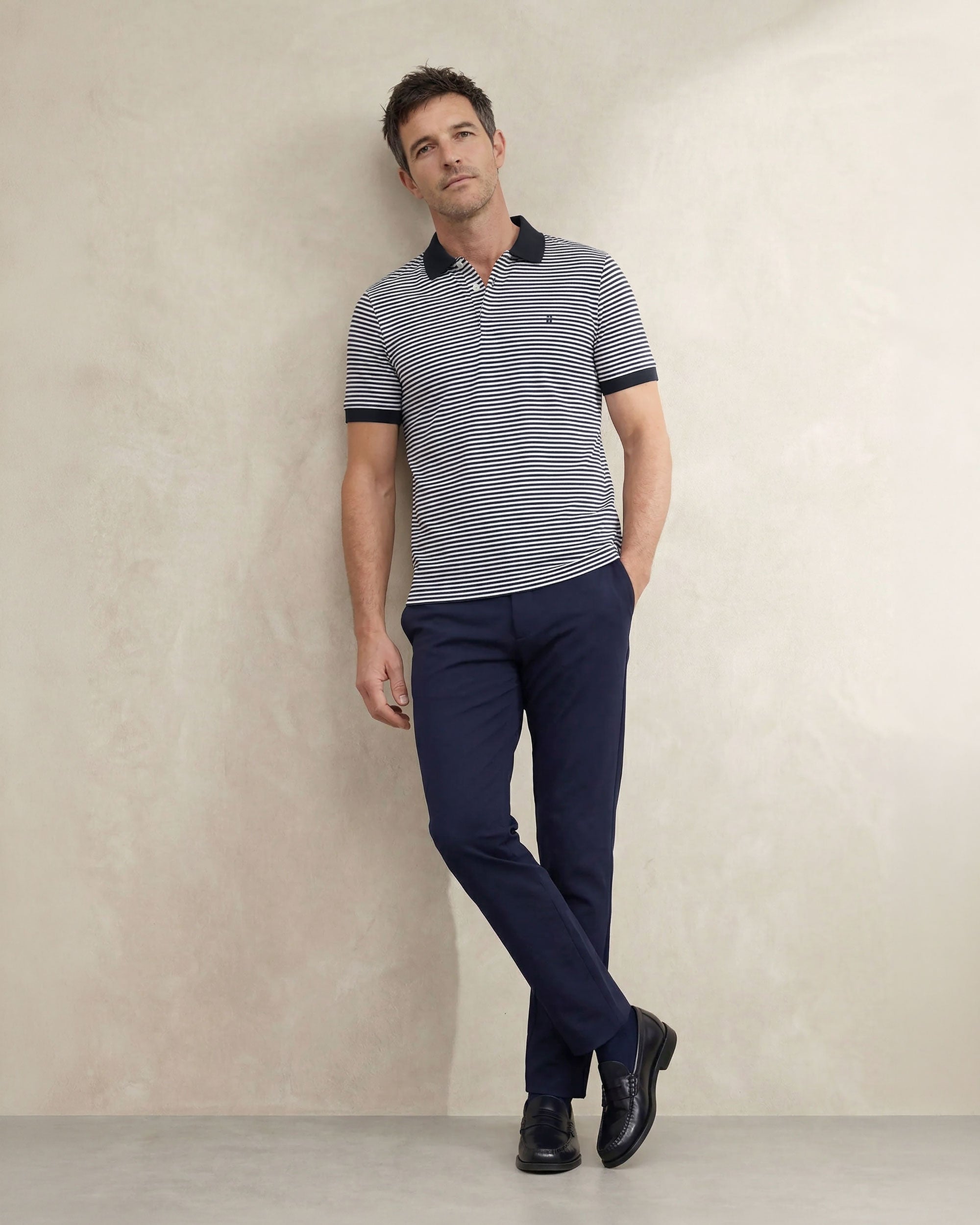 Polo antiarrugas de hombre de manga corta - Sepiia - Granate Azul marino-4