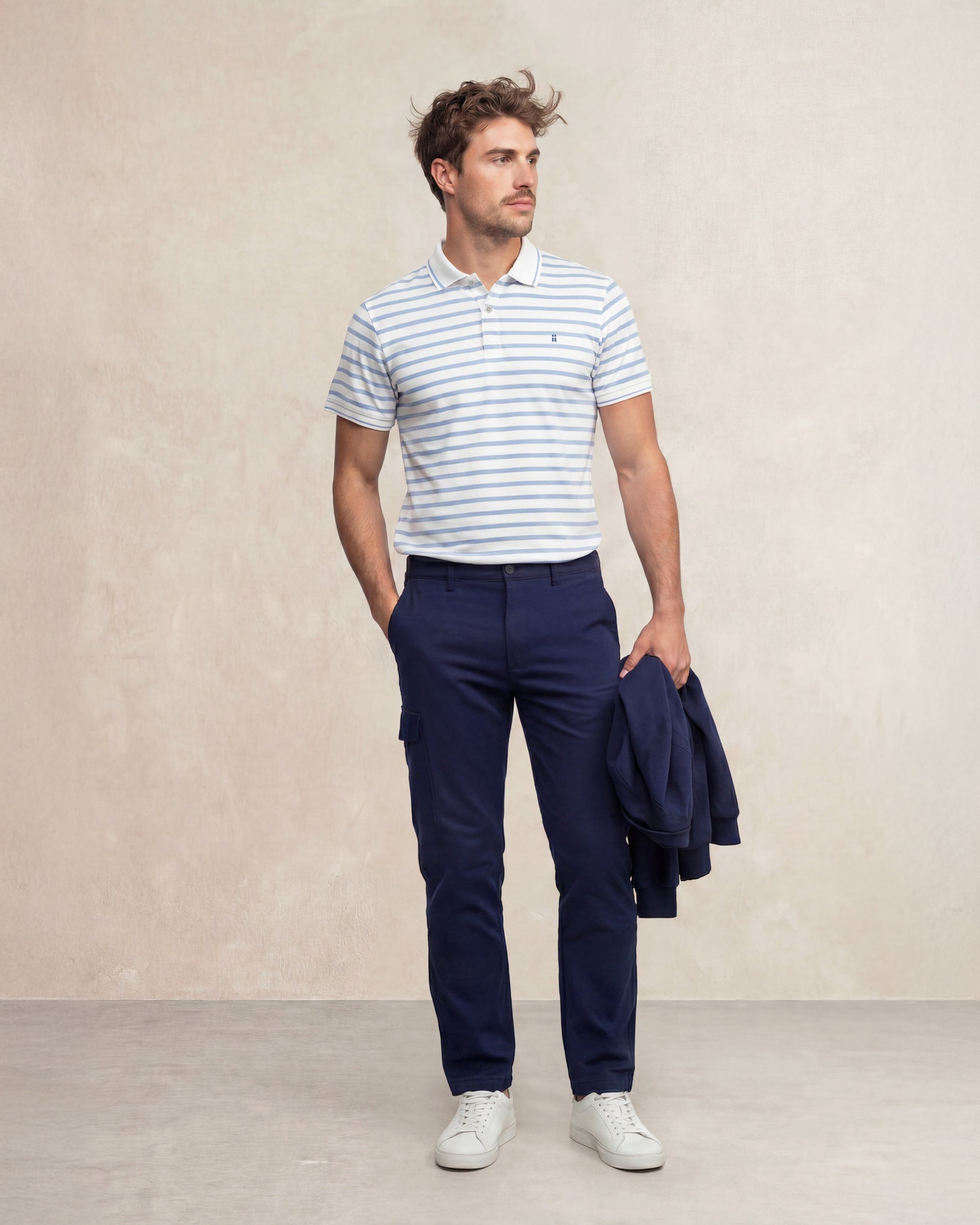 Polo ice de hombre de manga corta a rayas - Sepiia - Azul claro Azul claro-2