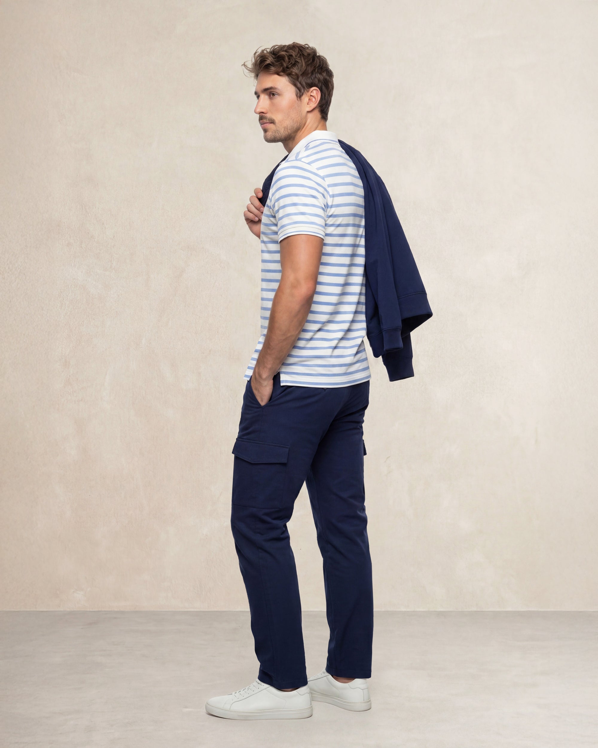 Polo ice de hombre de manga corta a rayas - Sepiia - Azul claro Azul claro-3