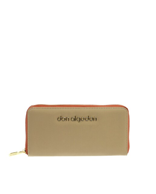 Imagen 0 de Monedero de mujer color beige con cremallera