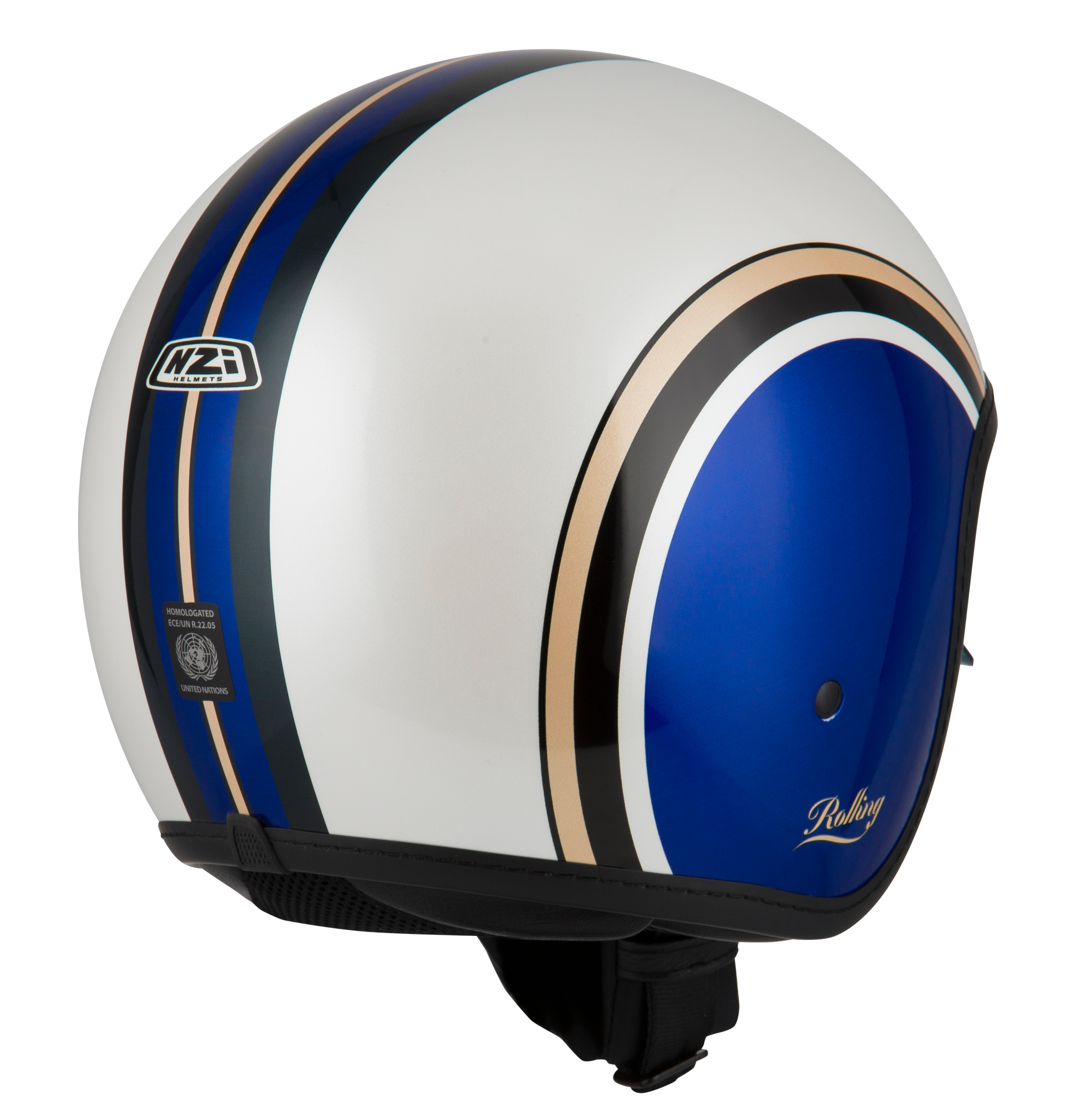 Casco de moto Jet Rolling 4 Sun NZI - Azul marino / Amarillo Azul marino / Amarillo-2