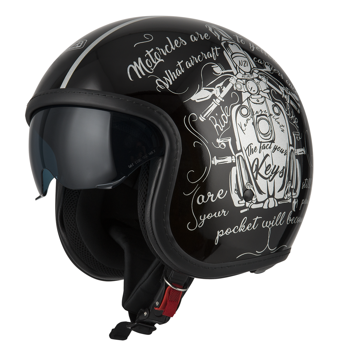Casco de moto Jet Rolling 4 Sun NZI - Negro / Blanco Negro / Blanco-1