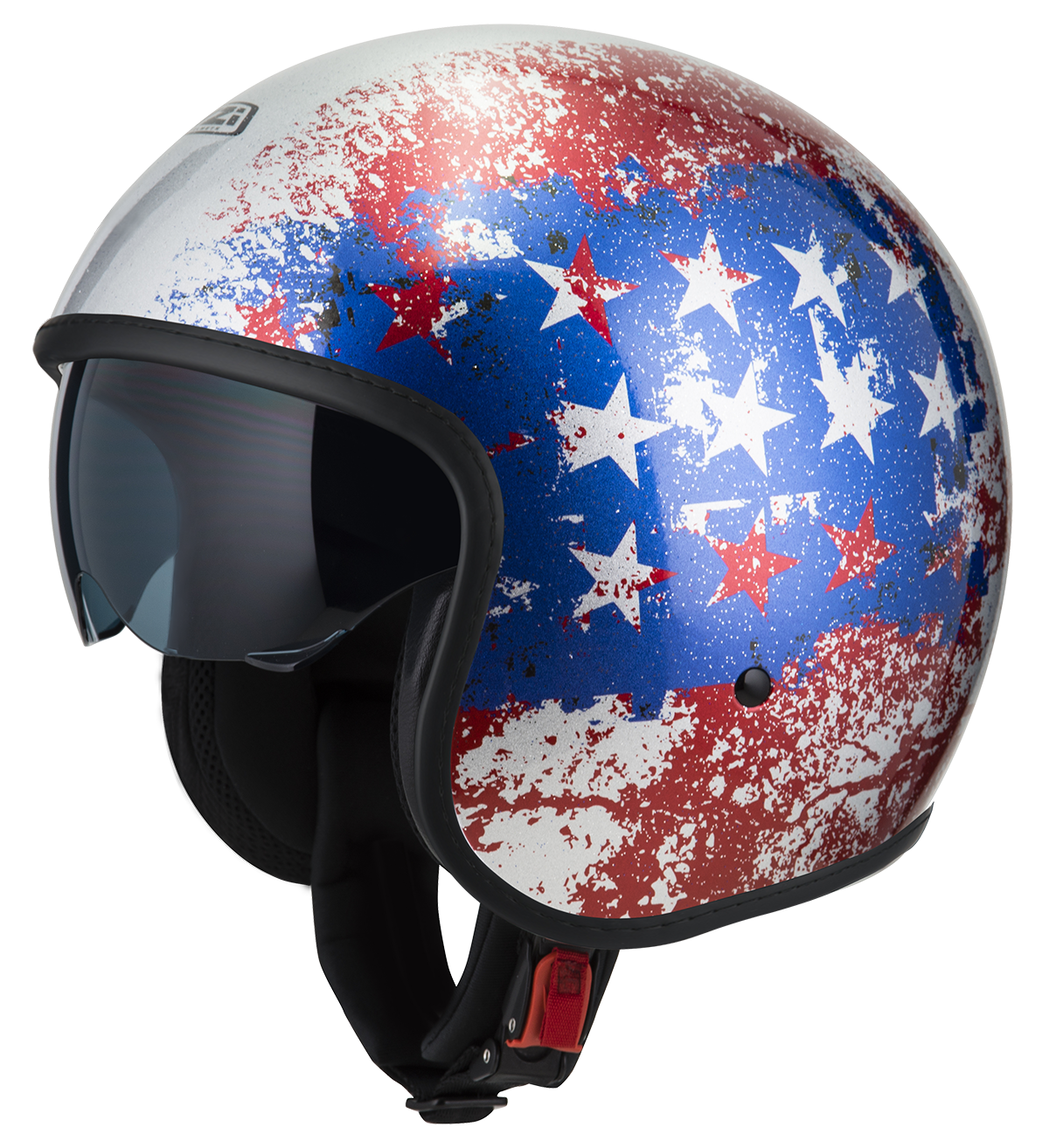 Casco de moto Jet Rolling 4 Sun NZI - Rojo / Azul marino Rojo / Azul marino-1