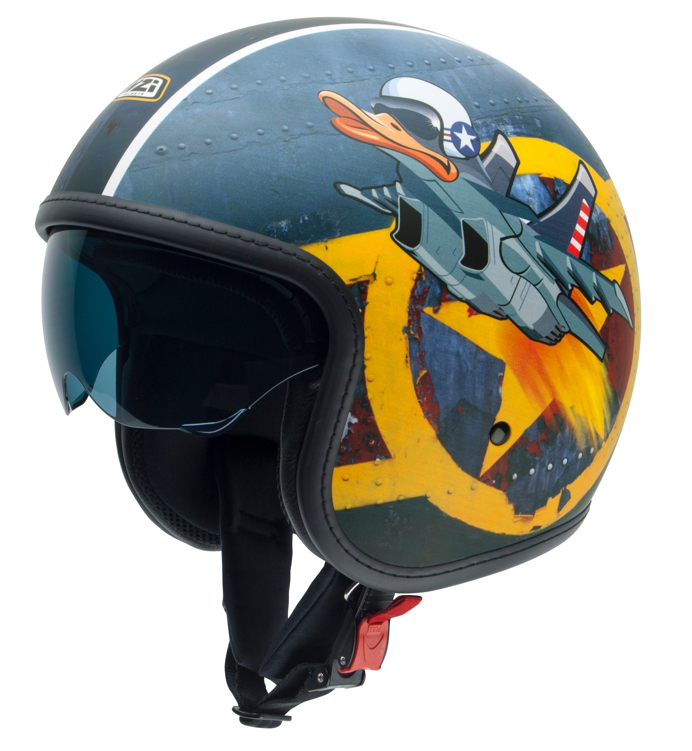 Casco de moto Jet Rolling 4 Sun NZI - Azul / Amarillo Azul / Amarillo-1