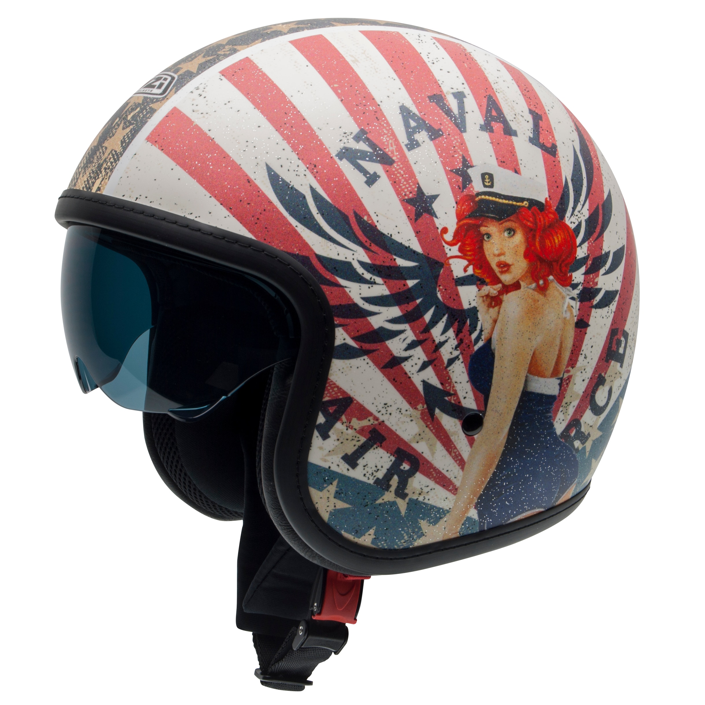 Casco de moto Jet Rolling 4 Sun NZI - Blanco / Burdeos Blanco / Burdeos-1