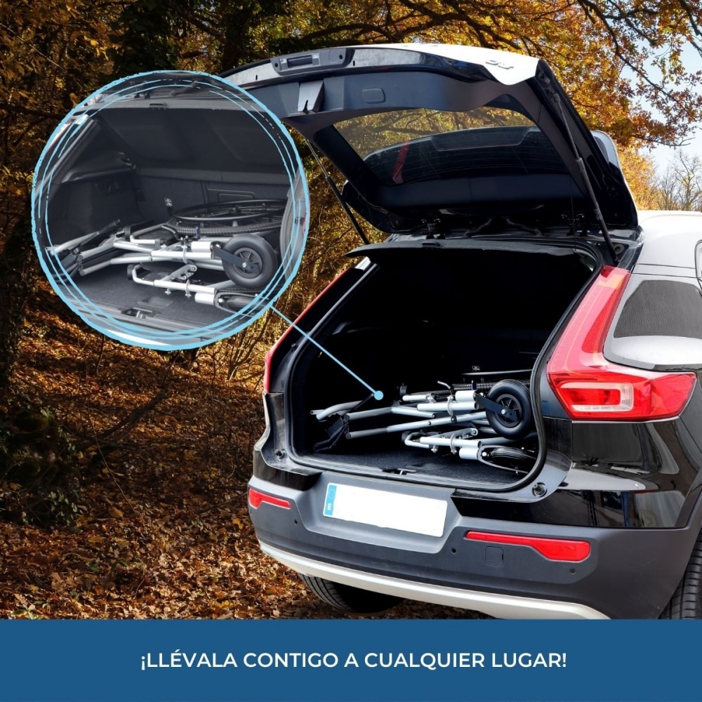 Silla de ruedas hasta 235kg plegable asiento 60cm reposapiés y reposabrazos acero Negro-5