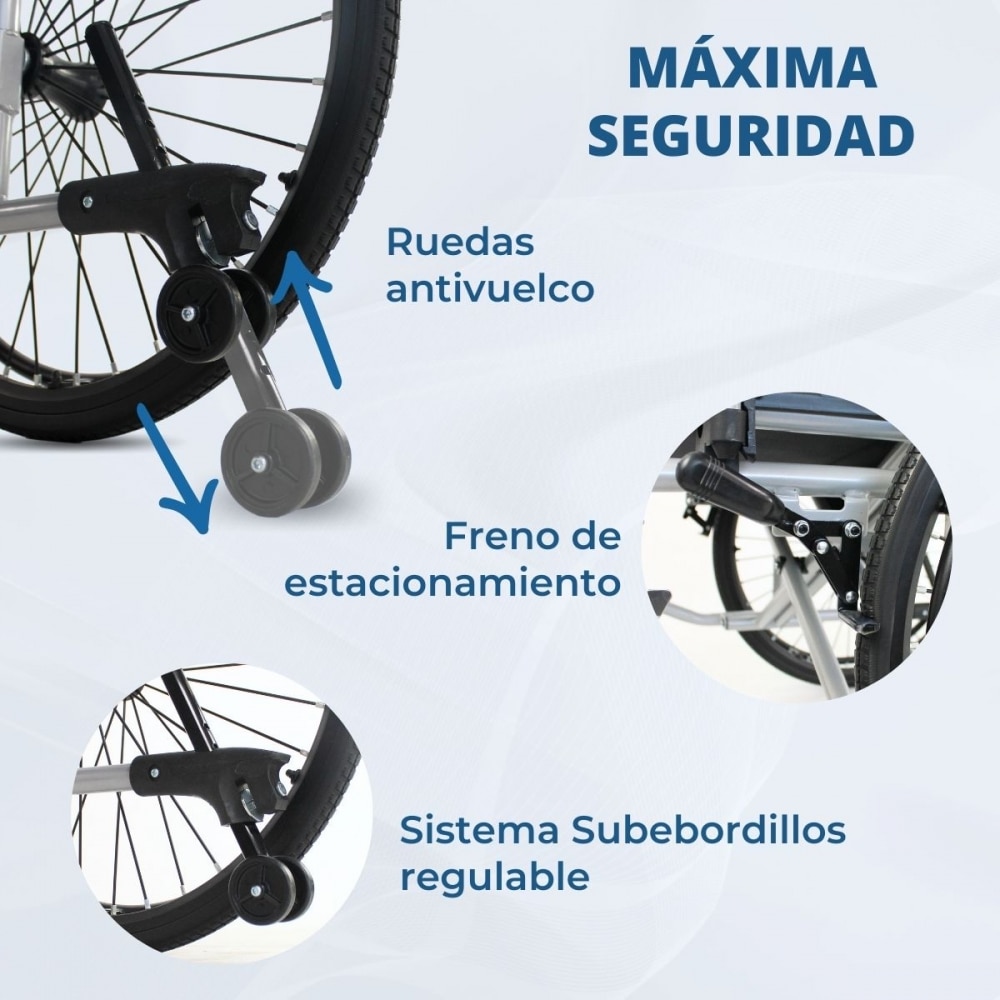 Silla de ruedas hasta 235kg plegable asiento 60cm reposapiés y reposabrazos acero Negro-6