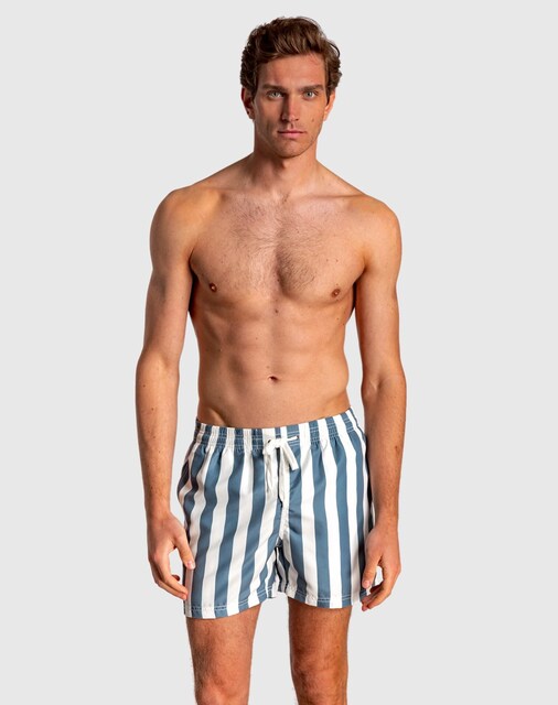 Imagen 0 de Bañador tipo bermuda de hombre color gris de rayas