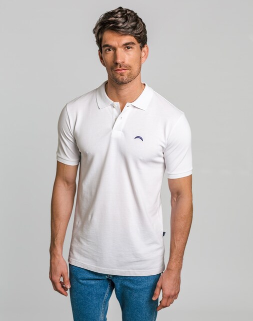 Imagen 0 de Polo de hombre de piqué manga corta color blanco