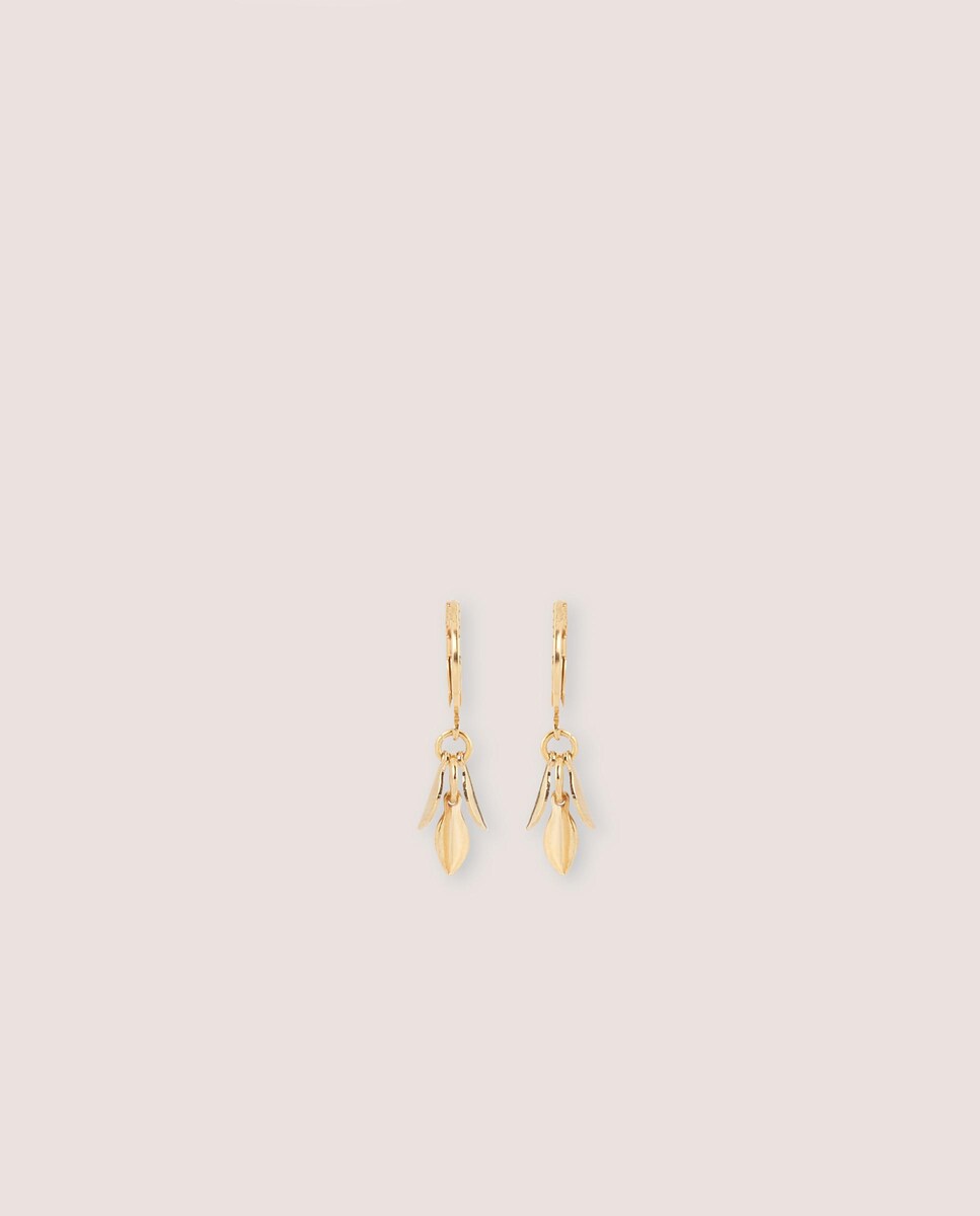 Pendientes con detalles de piezas en forma de hoja Oro-1