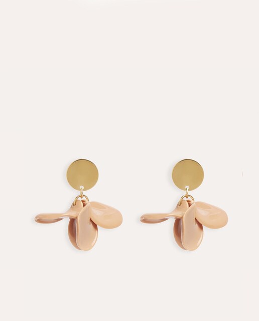 Imagen 0 de Pendientes de mujer con pieza circular y detalle de pétalos