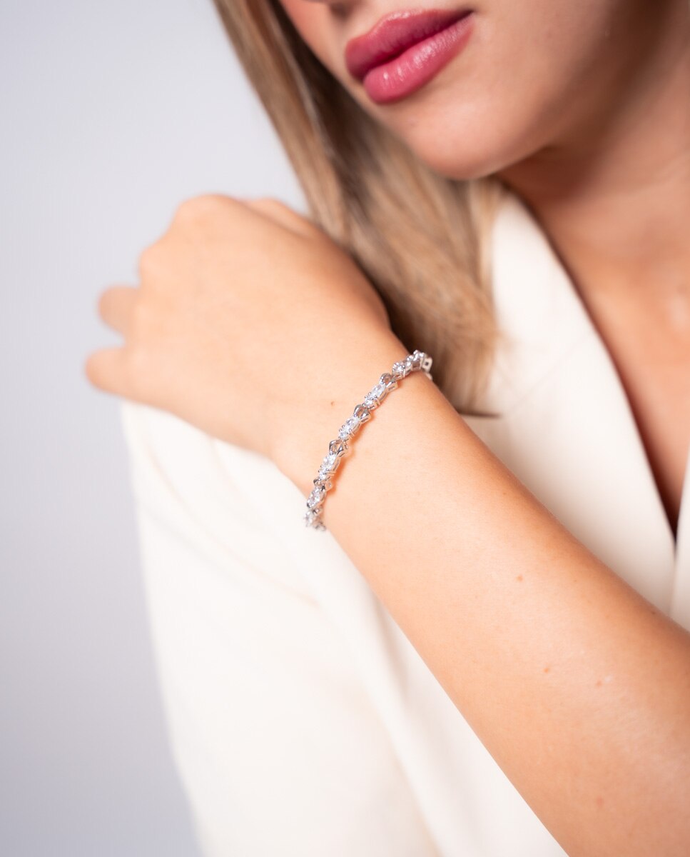 Pulsera Riviere Circonitas Roma de plata bañada en rodio - OKsilver - Plateado Plateado-2