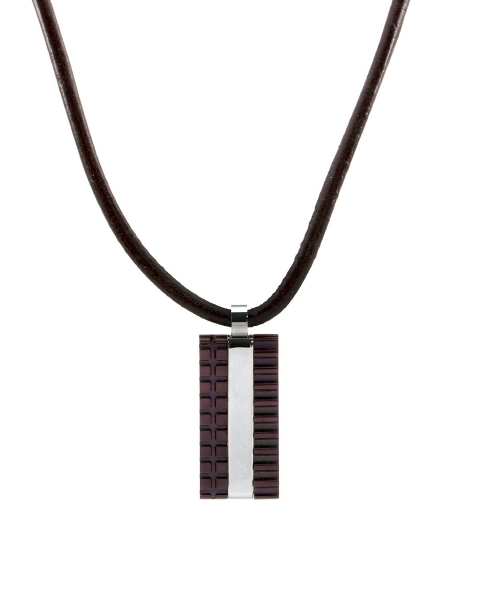 Colgante de hombre de acero inoxidable bicolor Marrón-1