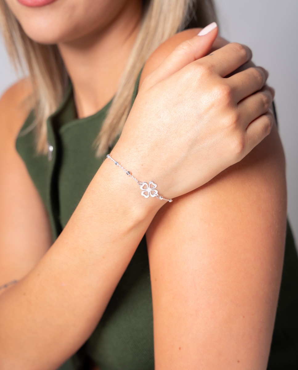 Pulsera One Lucky de plata con trébol - OKsilver - Plateado Plateado-2