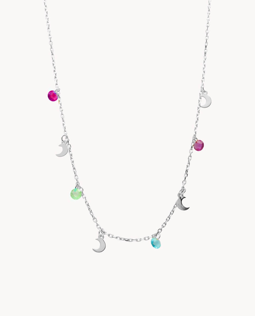 Collar Livi de plata bañada en rodio con lunas y cristal de Swarovski - OKsilver - Multicolor Multicolor-1