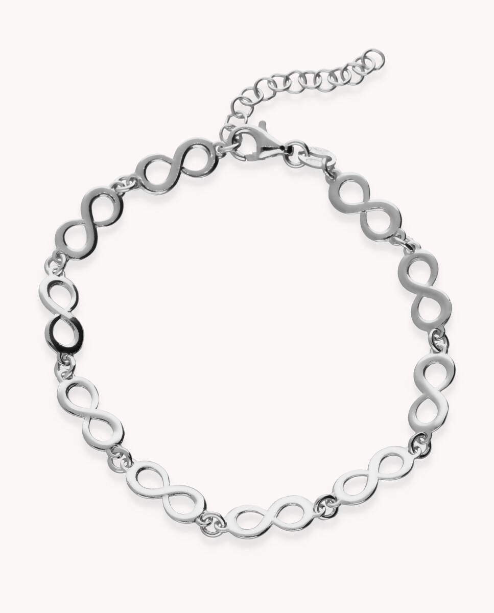 Pulsera Infinitos Encadenados de plata bañada en rodio - OKsilver - Plateado Plateado-1