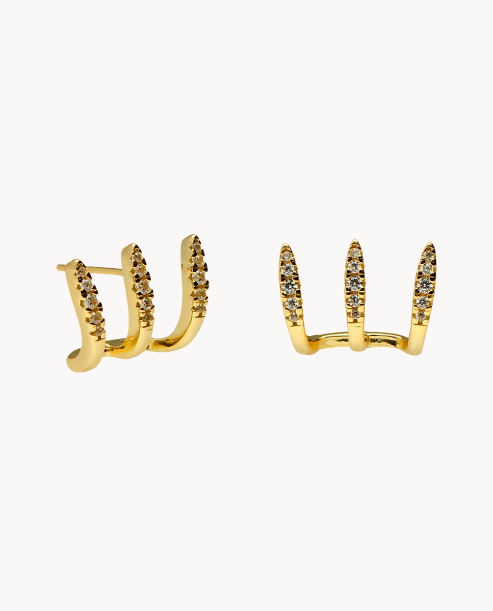 Imagen 0 de Pendientes Ear Jackets Garra de plata bañada en oro Dorado