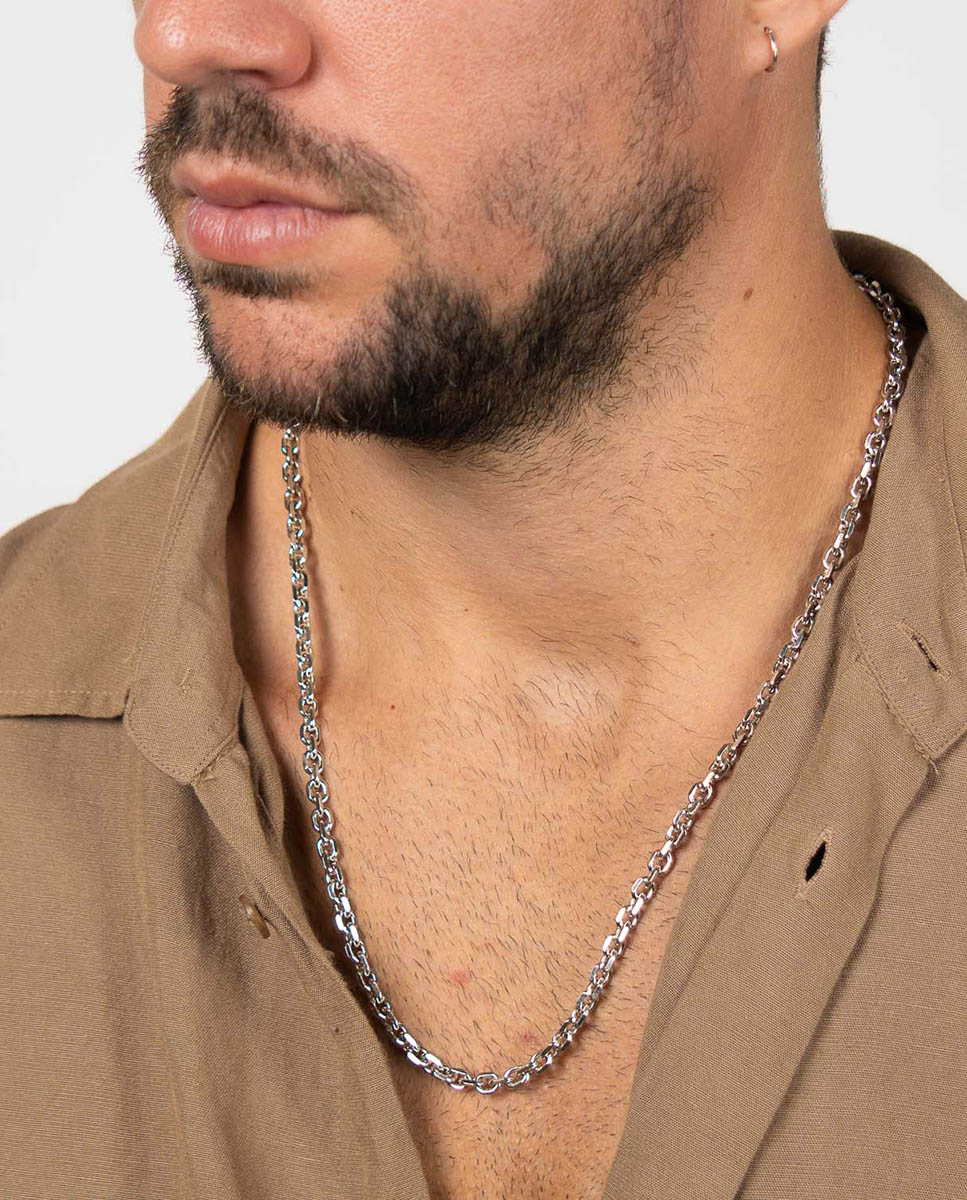 Imagen 2 de Cadena de hombre de plata de ley 925 bañada en rodio - OKsilver - Plata Plata