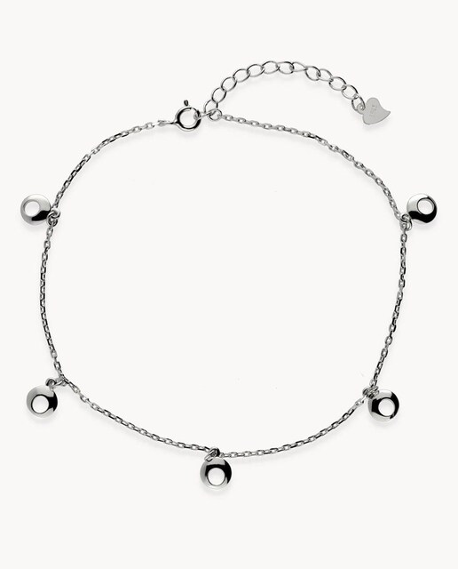 Imagen 0 de Tobillera Aros de plata bañada en rodio