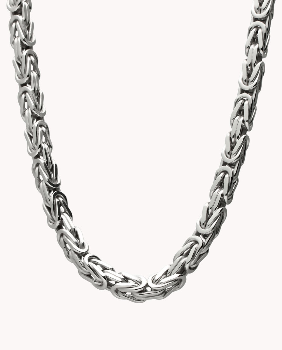 Imagen 0 de Cadena de hombre  bizantina 5 mm de plata de ley 925 bañada en rodio Plata