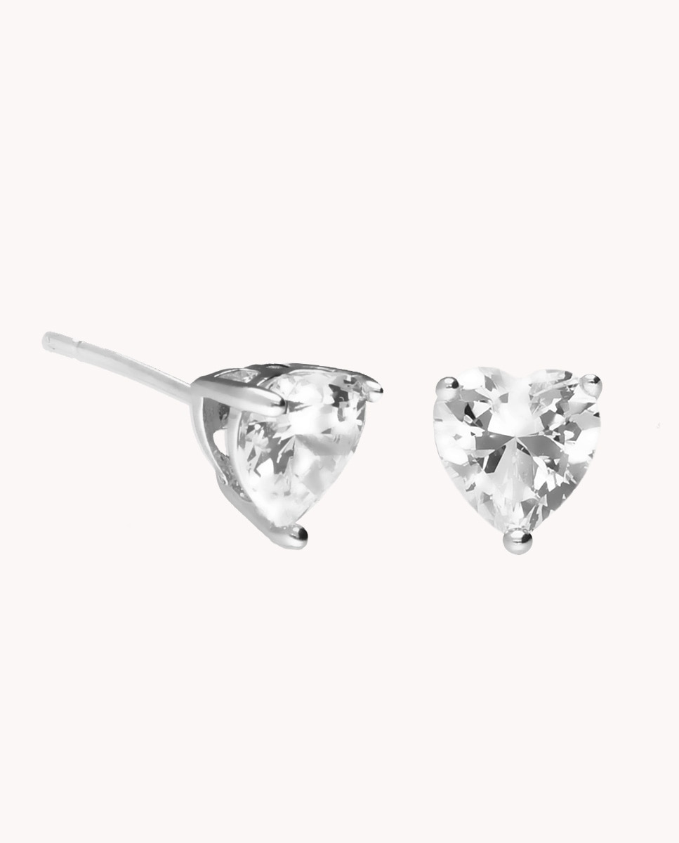 Imagen 0 de Pendientes  corazón eloise de plata de ley 925 bañada en rodio Blanco