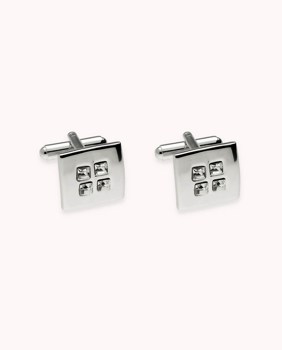 Imagen 1 de Gemelos de hombre de metal rodiado Plata